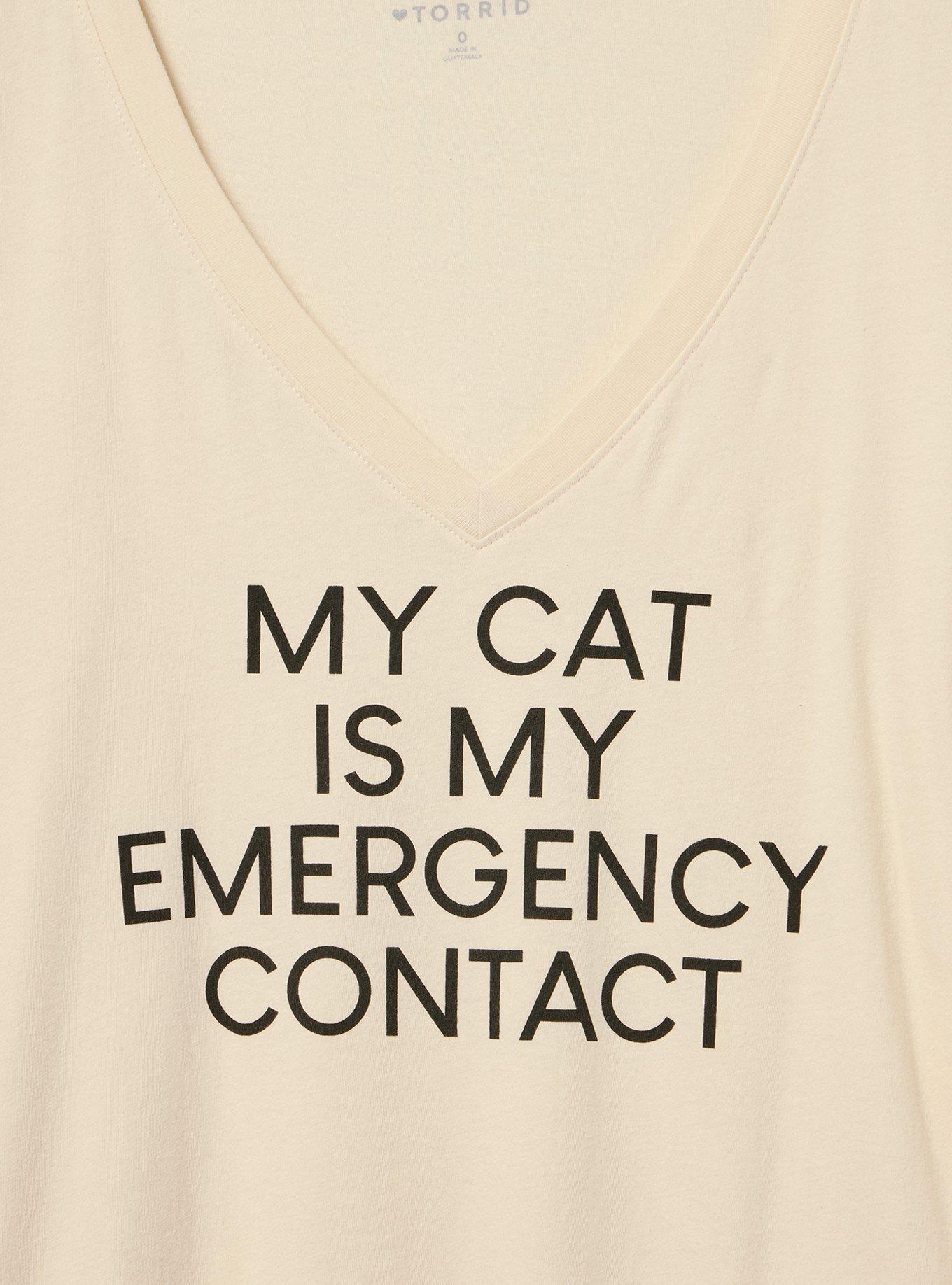 Classic Cotton V-Neck Tee, EMERGENCY CONTACT WHITECAP GRAY, alternate