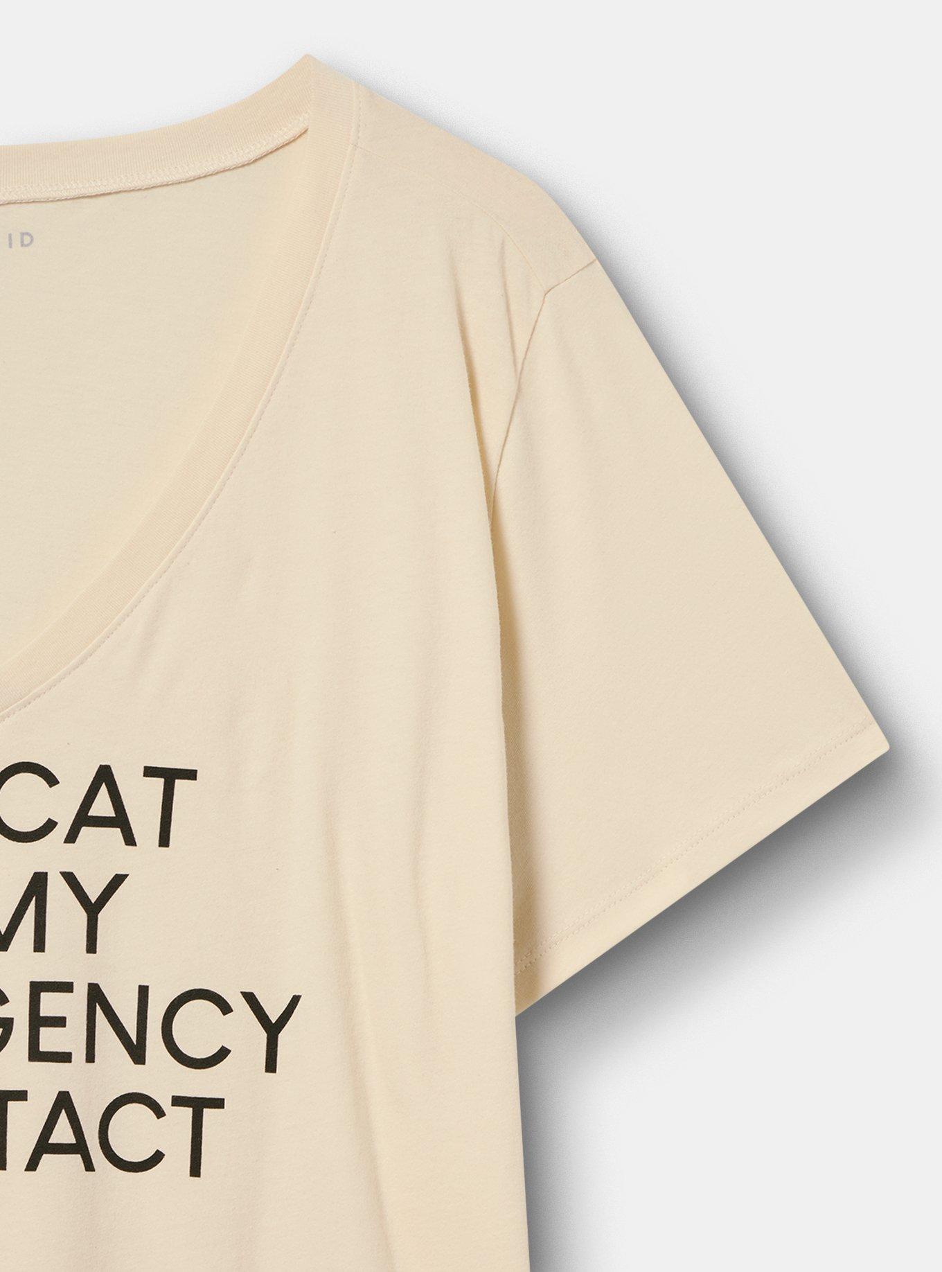 Classic Cotton V-Neck Tee, EMERGENCY CONTACT WHITECAP GRAY, alternate