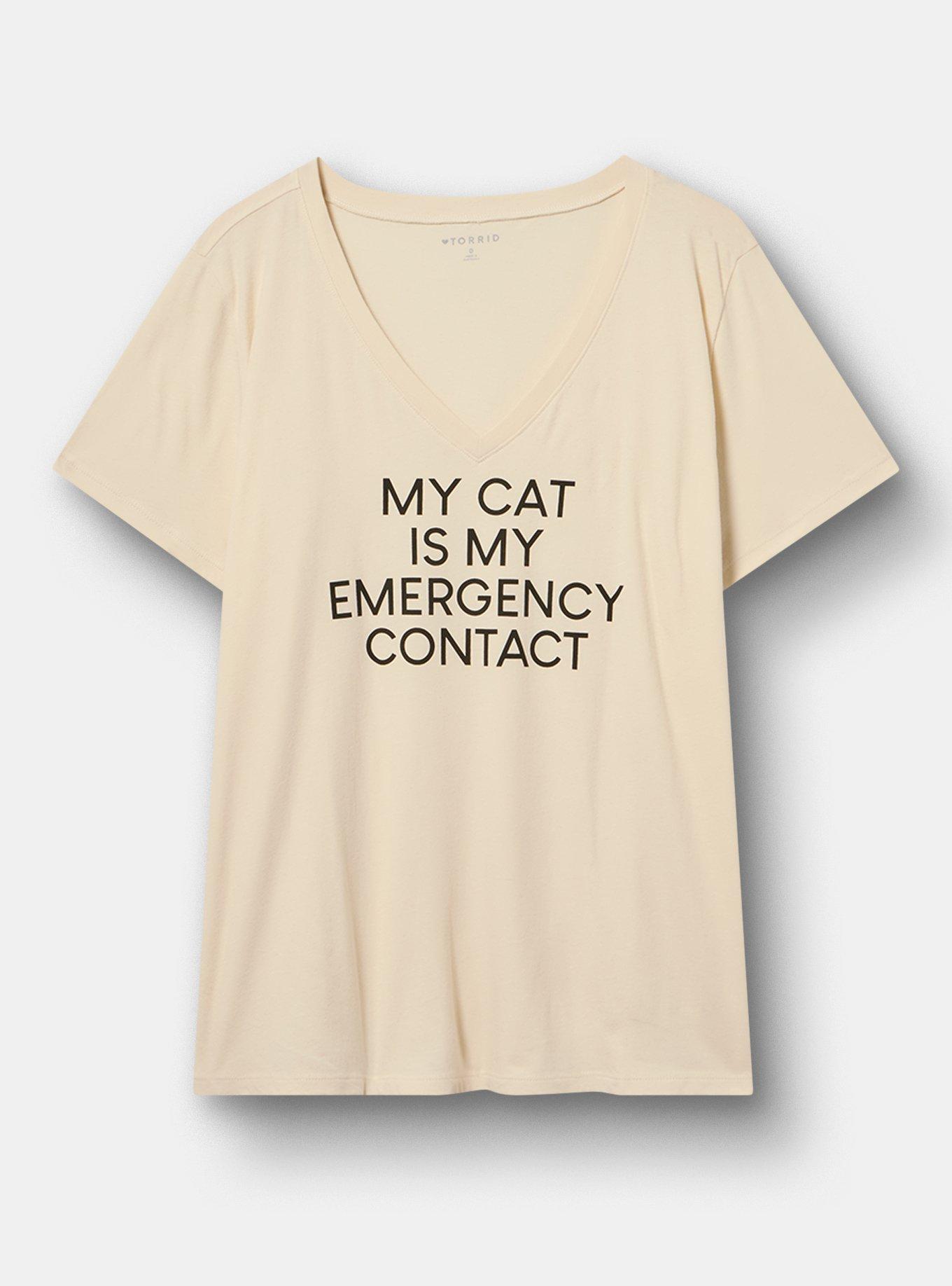 Classic Cotton V-Neck Tee, EMERGENCY CONTACT WHITECAP GRAY, hi-res