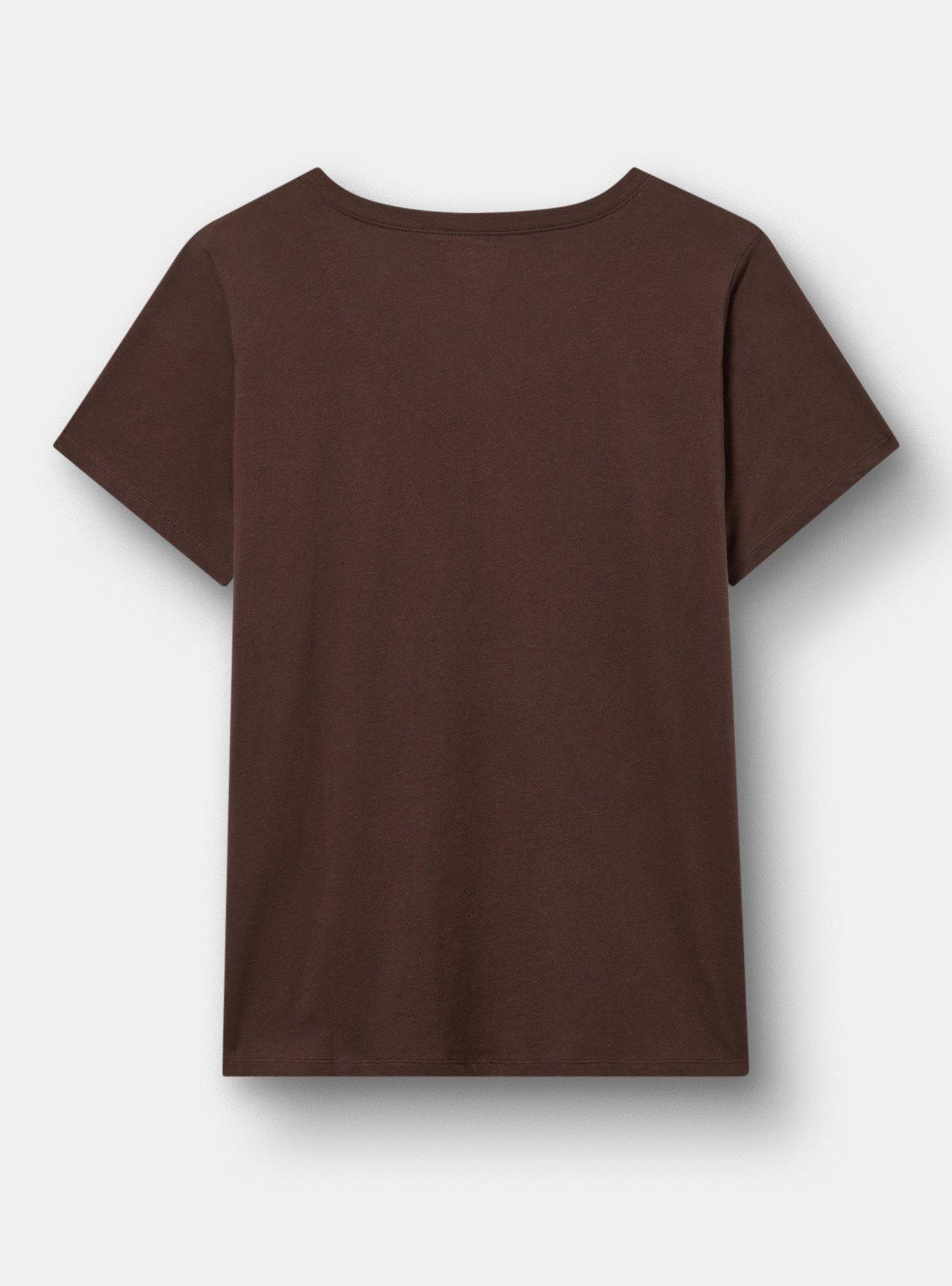 Plus Size Classic Cotton V-Neck Tee, GROWTH ERA FLORAL JAVA, alternate