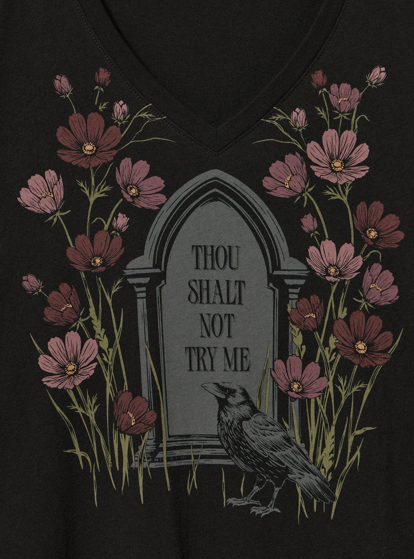 Classic Cotton V-Neck Tee, THOU SHALT CROW DEEP BLACK, alternate