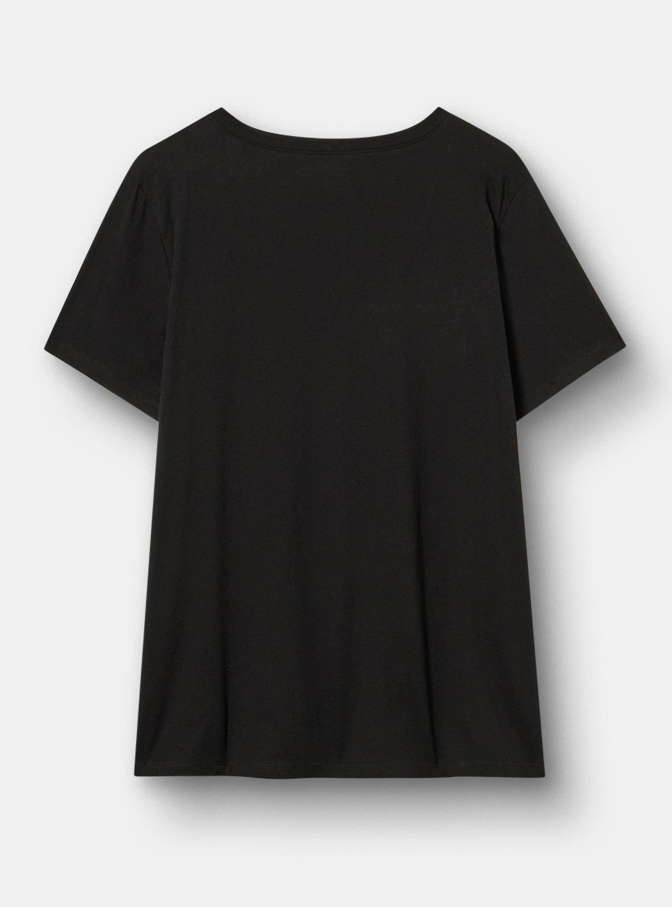 Classic Cotton V-Neck Tee, THOU SHALT CROW DEEP BLACK, alternate