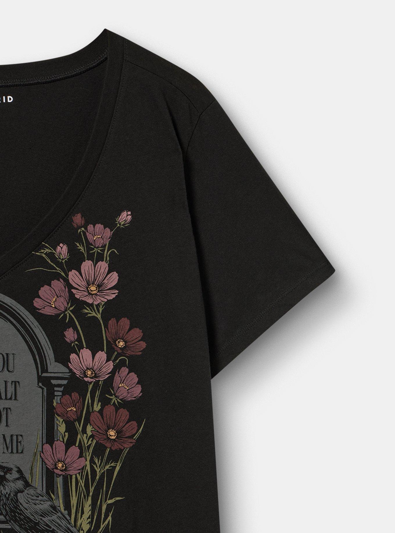 Classic Cotton V-Neck Tee, THOU SHALT CROW DEEP BLACK, alternate