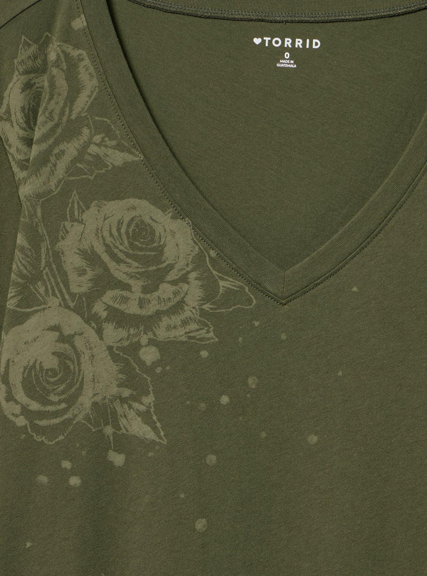 Classic Cotton V-Neck Tee, ROSE SPLATTER DEEP DEPTHS, alternate
