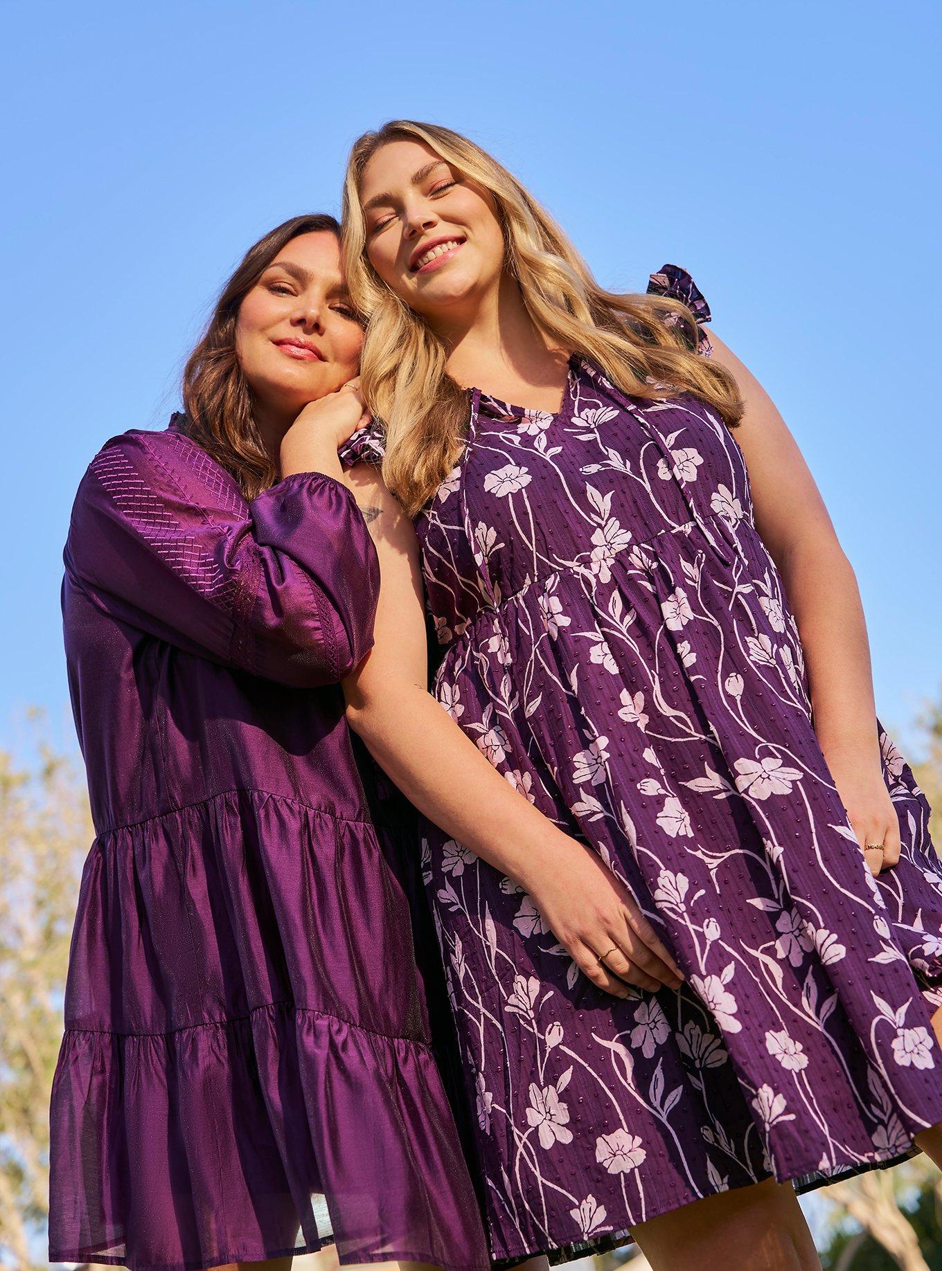 Belle Isle Flutter Sleeve V-Neck Dress, EMBOSSED POPPIES PURPLE, alternate