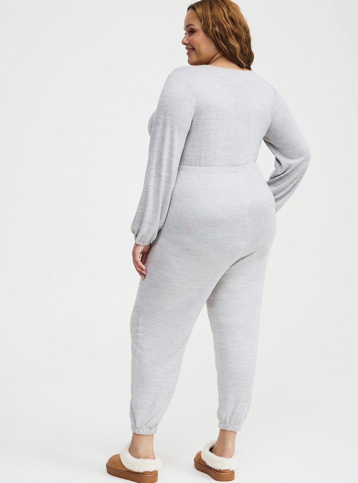 Super Soft Plush Lounge Jumpsuit, LIGHTEST HEATHER GREY, alternate