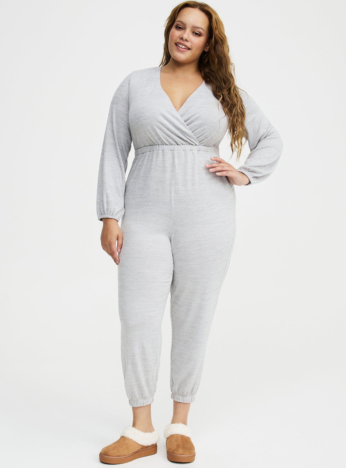 Super Soft Plush Lounge Jumpsuit, LIGHTEST HEATHER GREY, alternate
