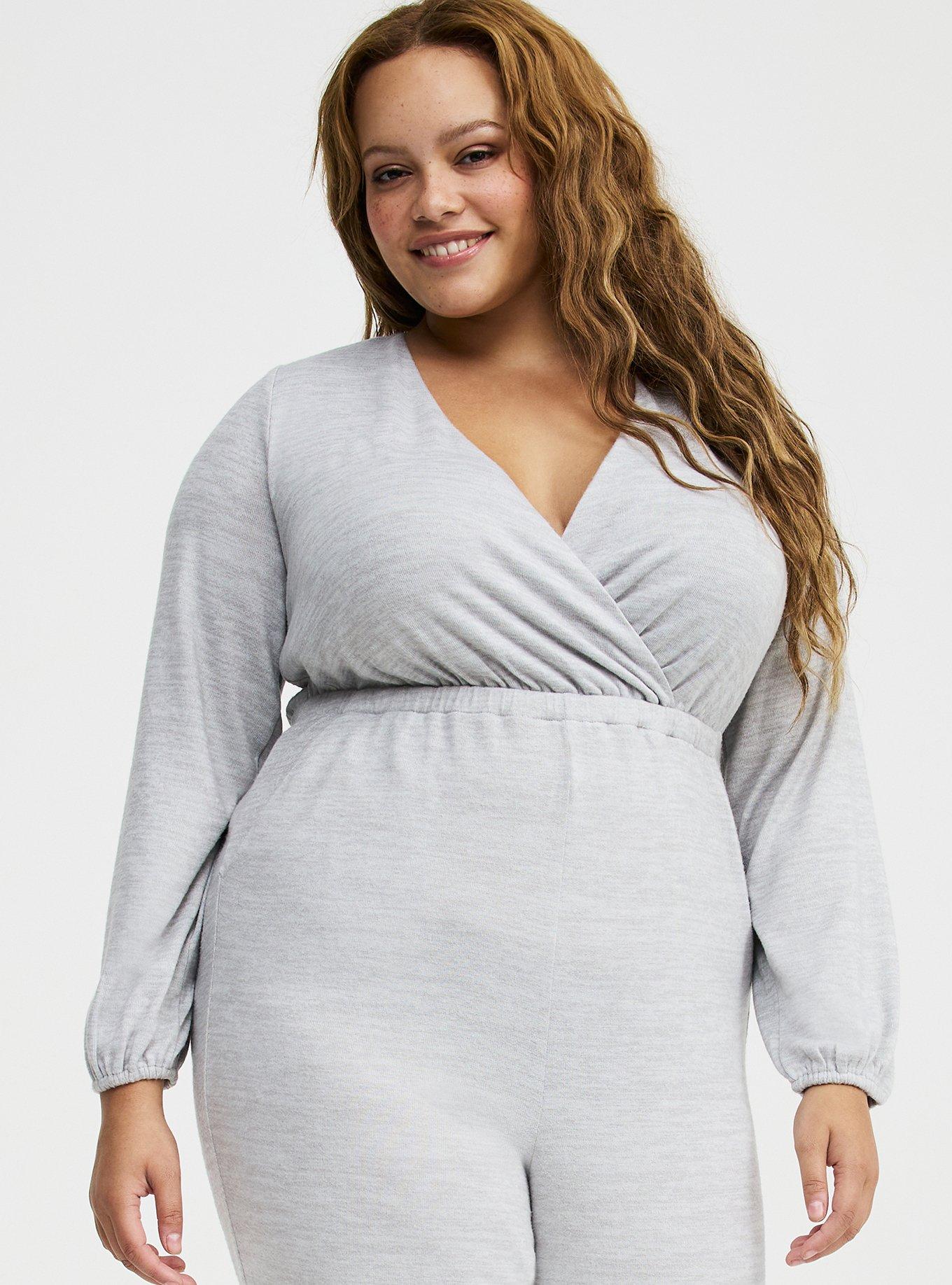 Super Soft Plush Lounge Jumpsuit, LIGHTEST HEATHER GREY, alternate