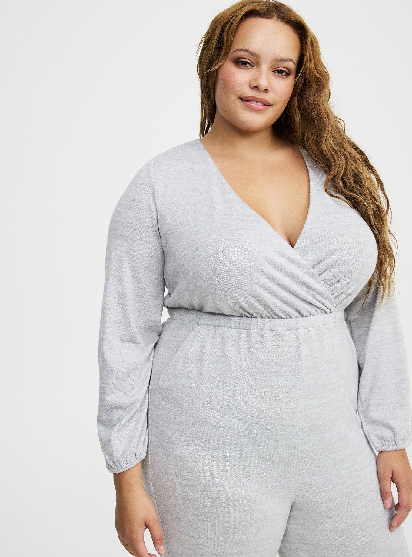 Super Soft Plush Lounge Jumpsuit, LIGHTEST HEATHER GREY, alternate
