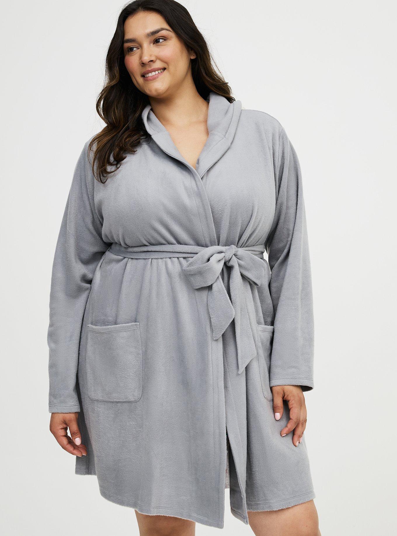 Spa Fleece Sleep Robe, SHARKSKIN, alternate