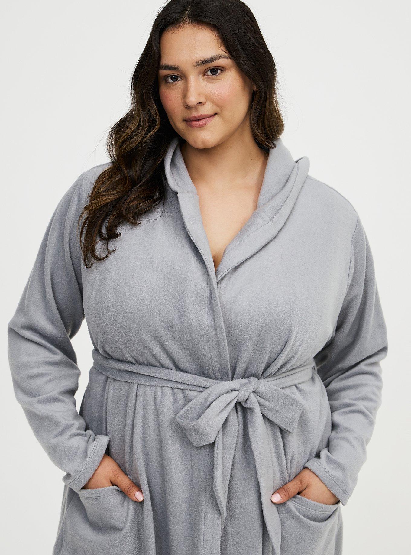 Spa Fleece Sleep Robe, SHARKSKIN, alternate