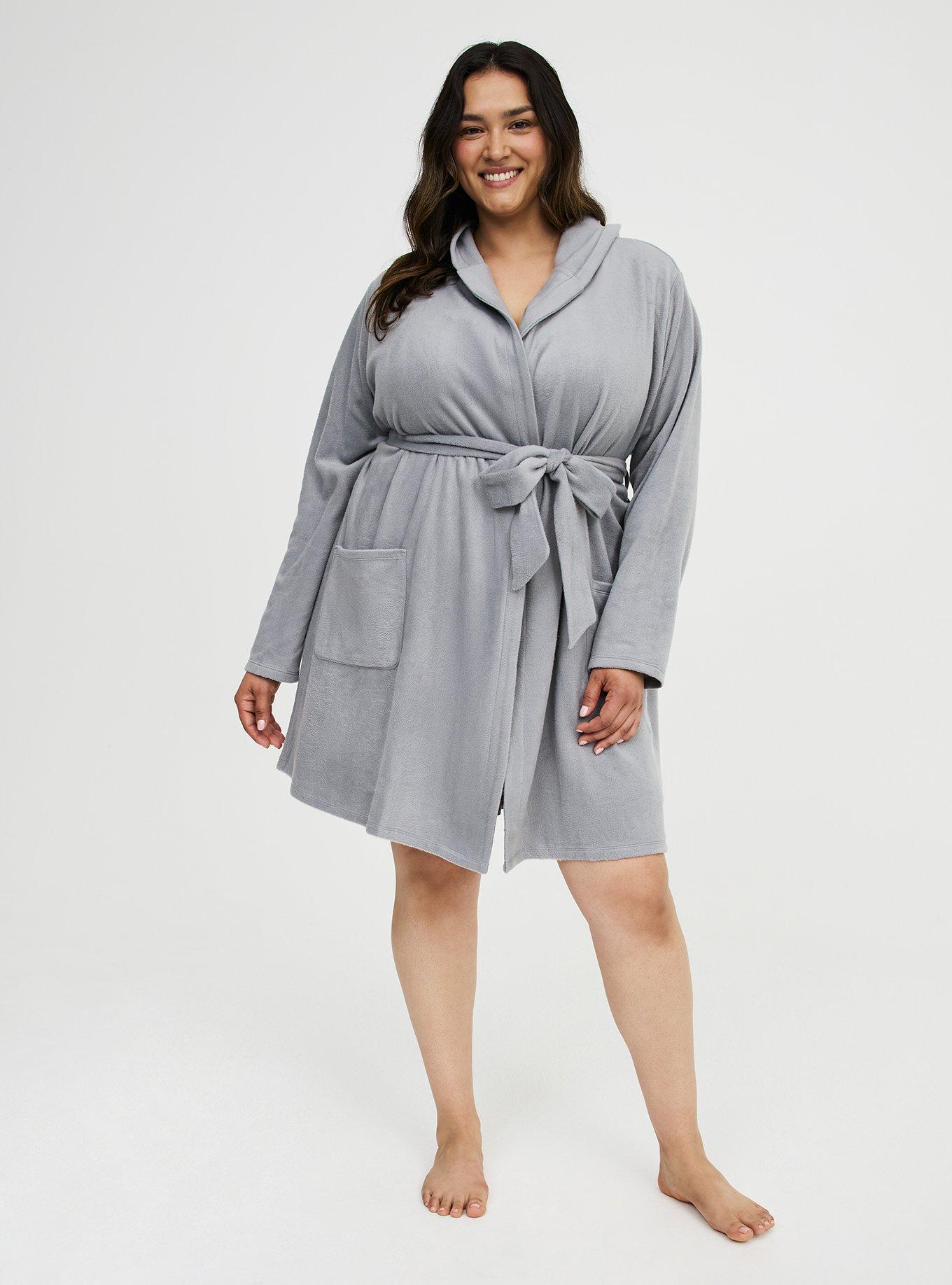 Spa Fleece Sleep Robe, SHARKSKIN, alternate