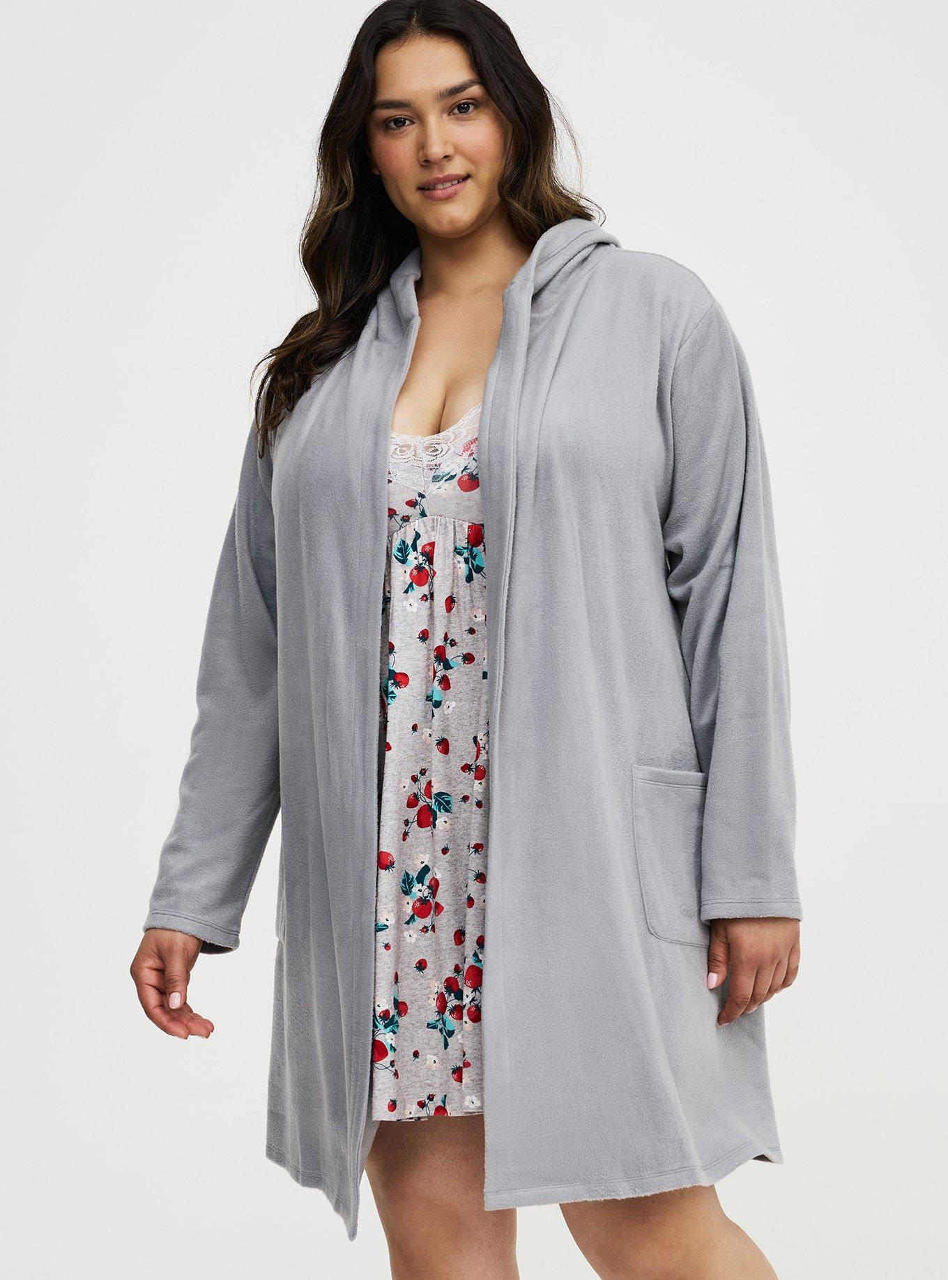 Spa Fleece Sleep Robe, SHARKSKIN, alternate