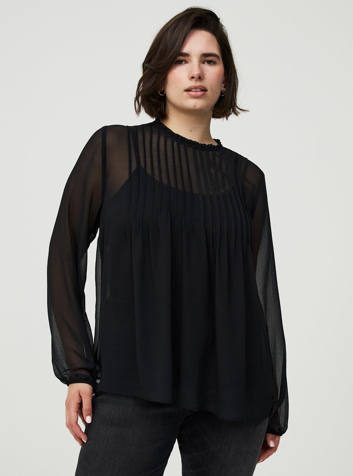 Chiffon Pintuck Detail Blouse