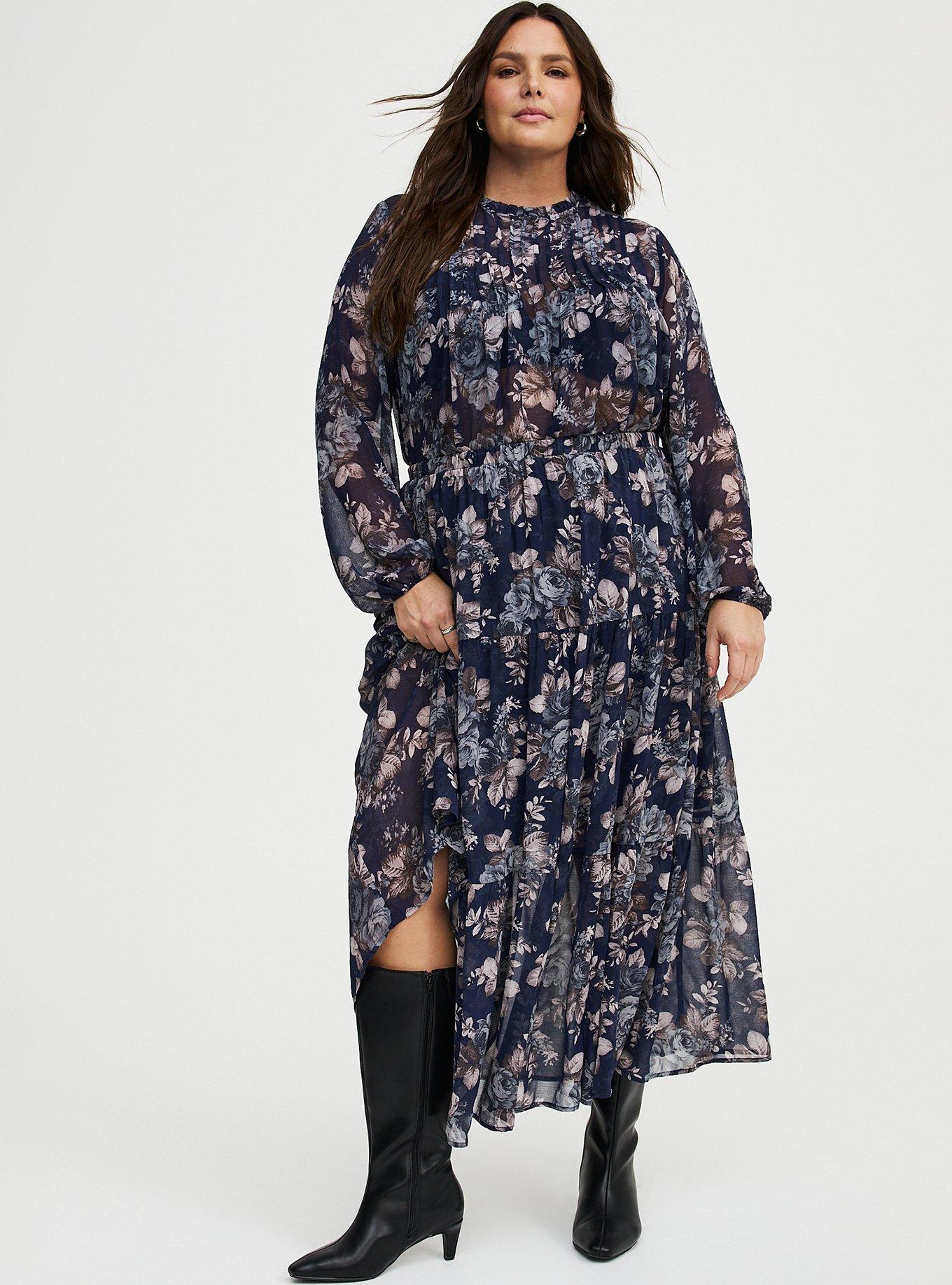 Chiffon Pintuck Detail Blouse, MOUNTAIN ROSES FLORAL NAVY, alternate