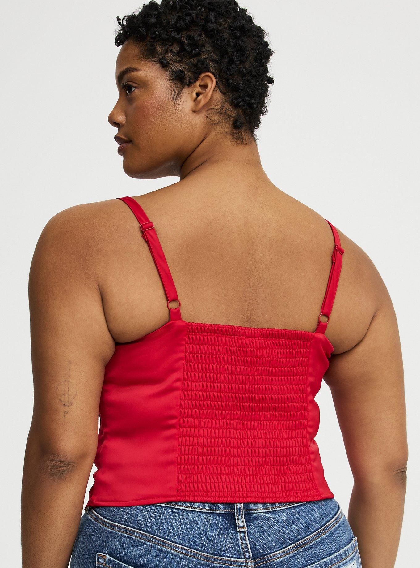 Satin Crop Corset Top, JESTER RED, alternate