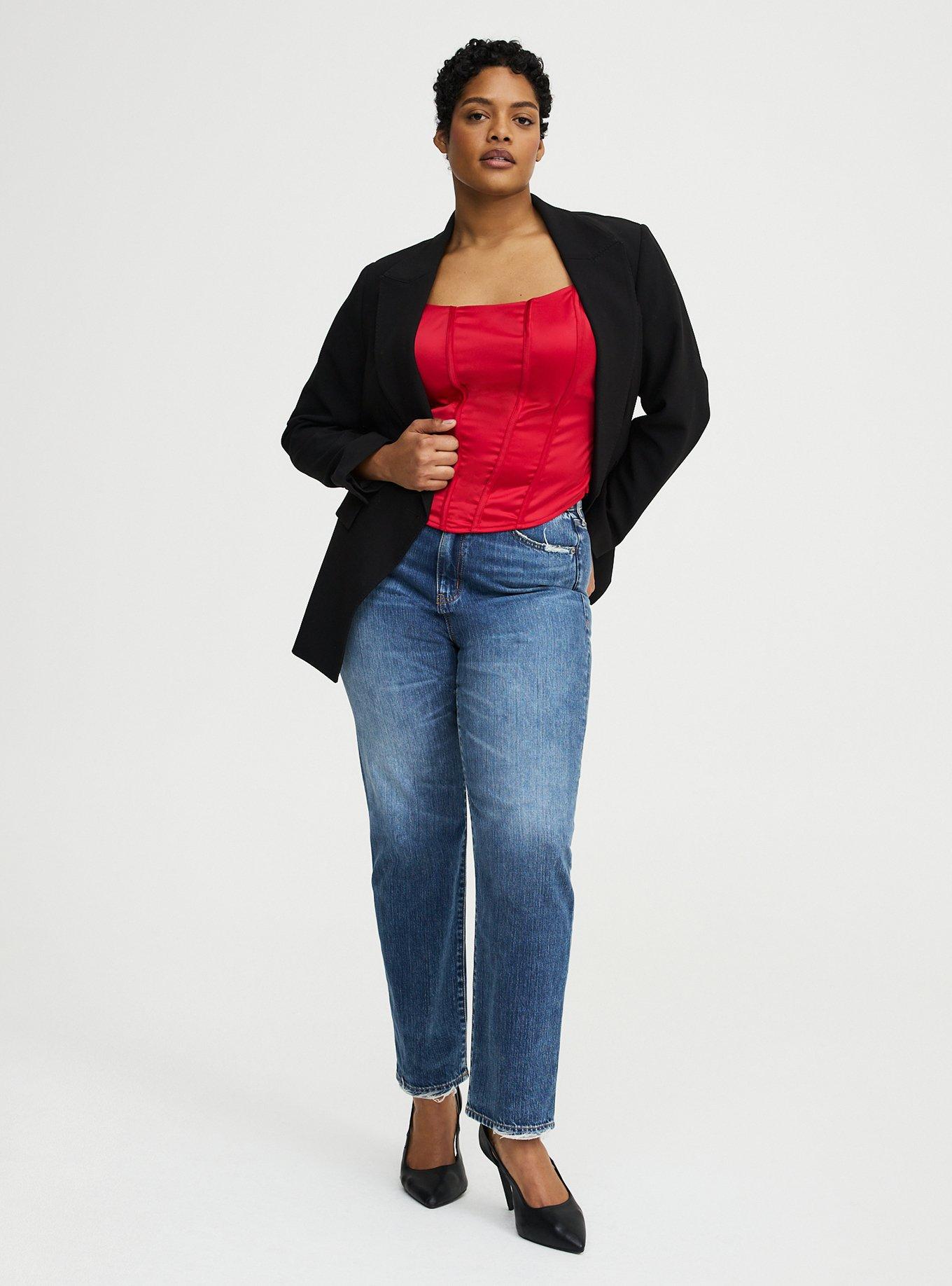 Satin Crop Corset Top, JESTER RED, alternate