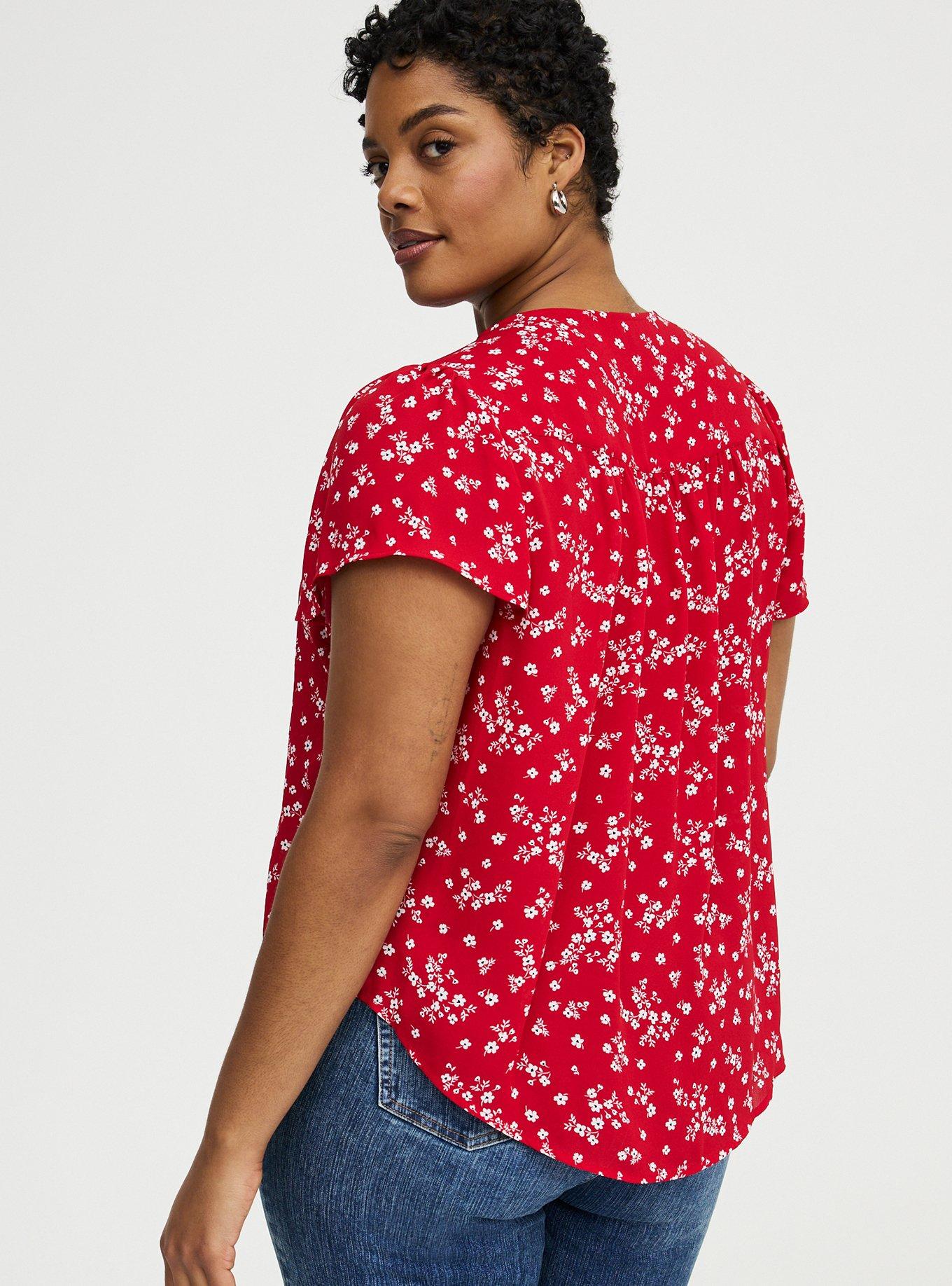 Harper Flutter Sleeve Blouse, CLASSIC DITSY FLORAL RED, alternate