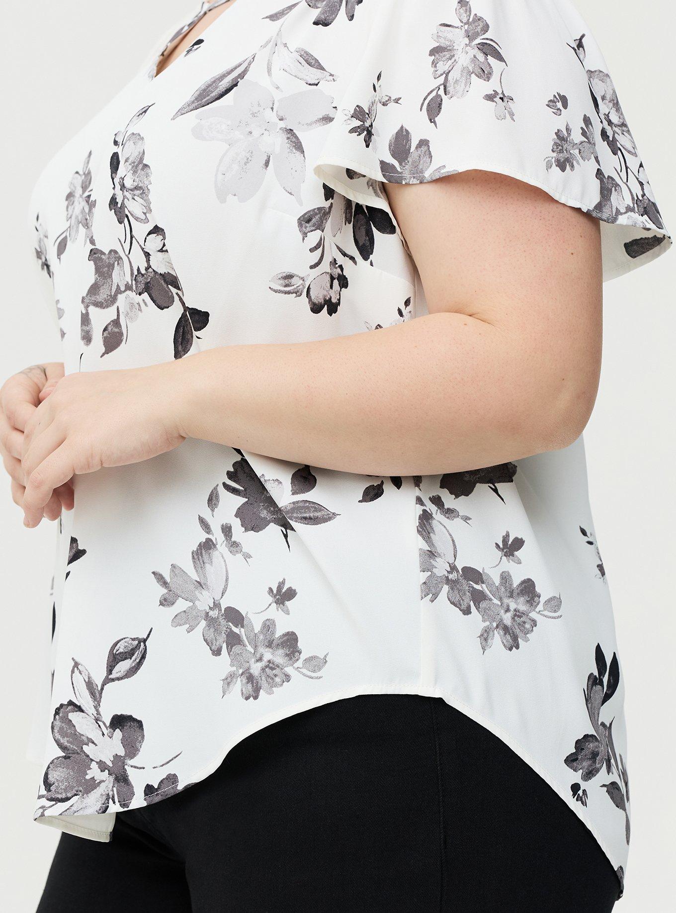 Harper Flutter Sleeve Blouse, TEA FLORAL WHITE, alternate