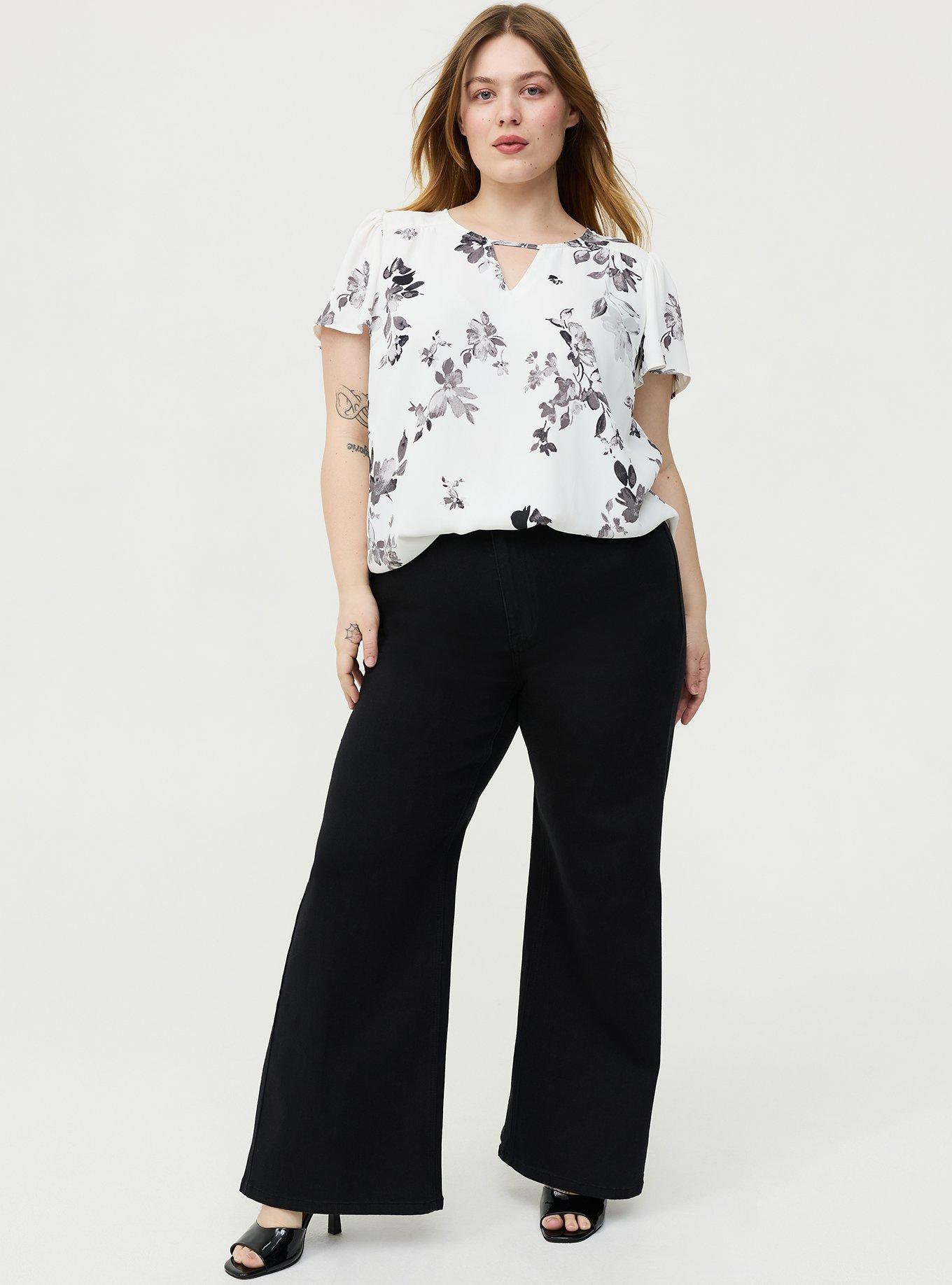 Harper Flutter Sleeve Blouse, TEA FLORAL WHITE, hi-res