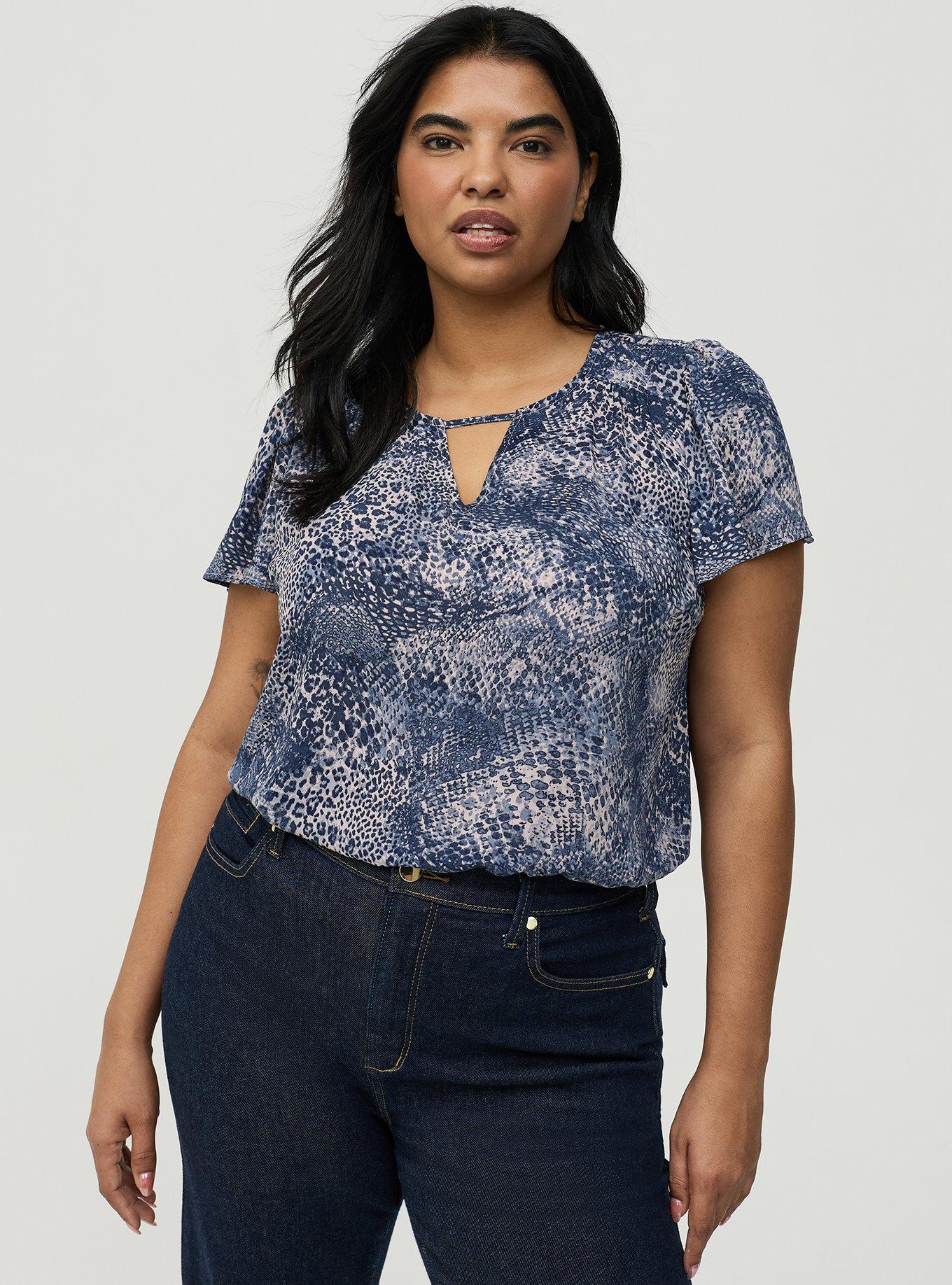 Harper Flutter Sleeve Blouse, DIVA SNAKESIN BLUE, alternate