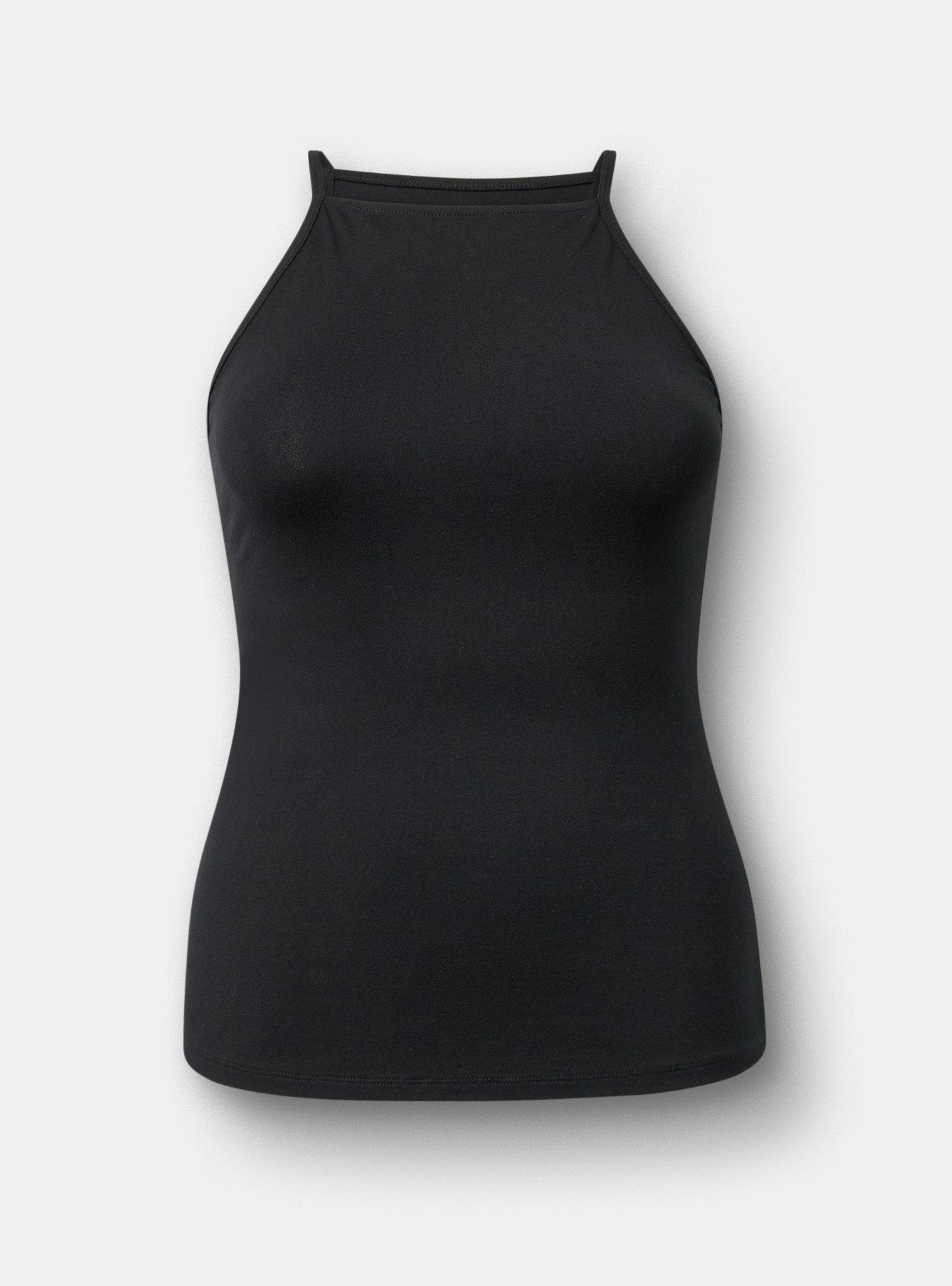 Foxy High-Neck Ruched Cami, DEEP BLACK, hi-res