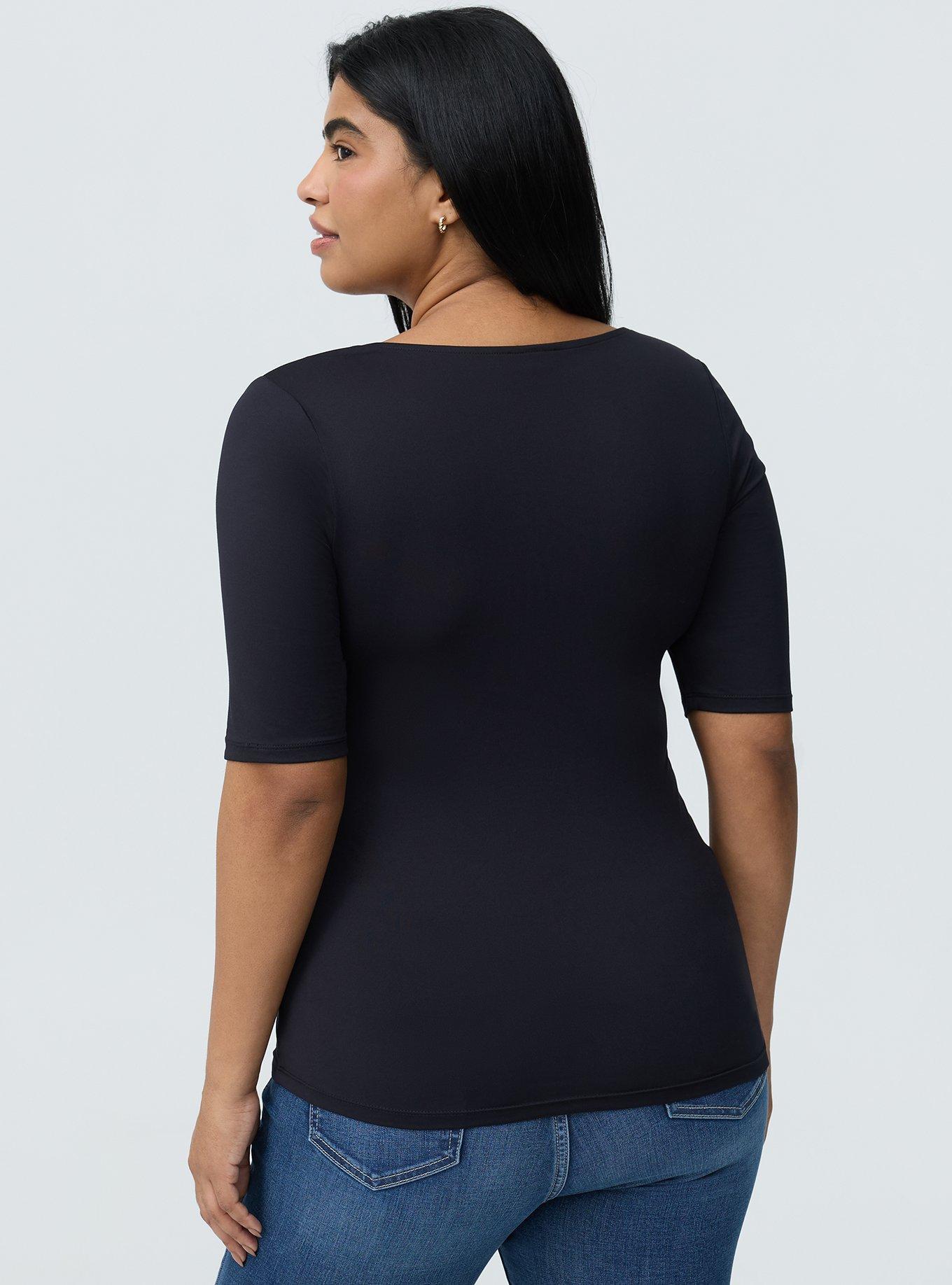 Smoothing Square Neck Top, DEEP BLACK, alternate