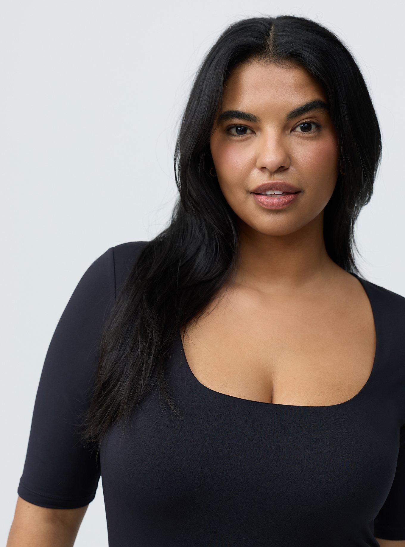 Smoothing Square Neck Top, DEEP BLACK, alternate