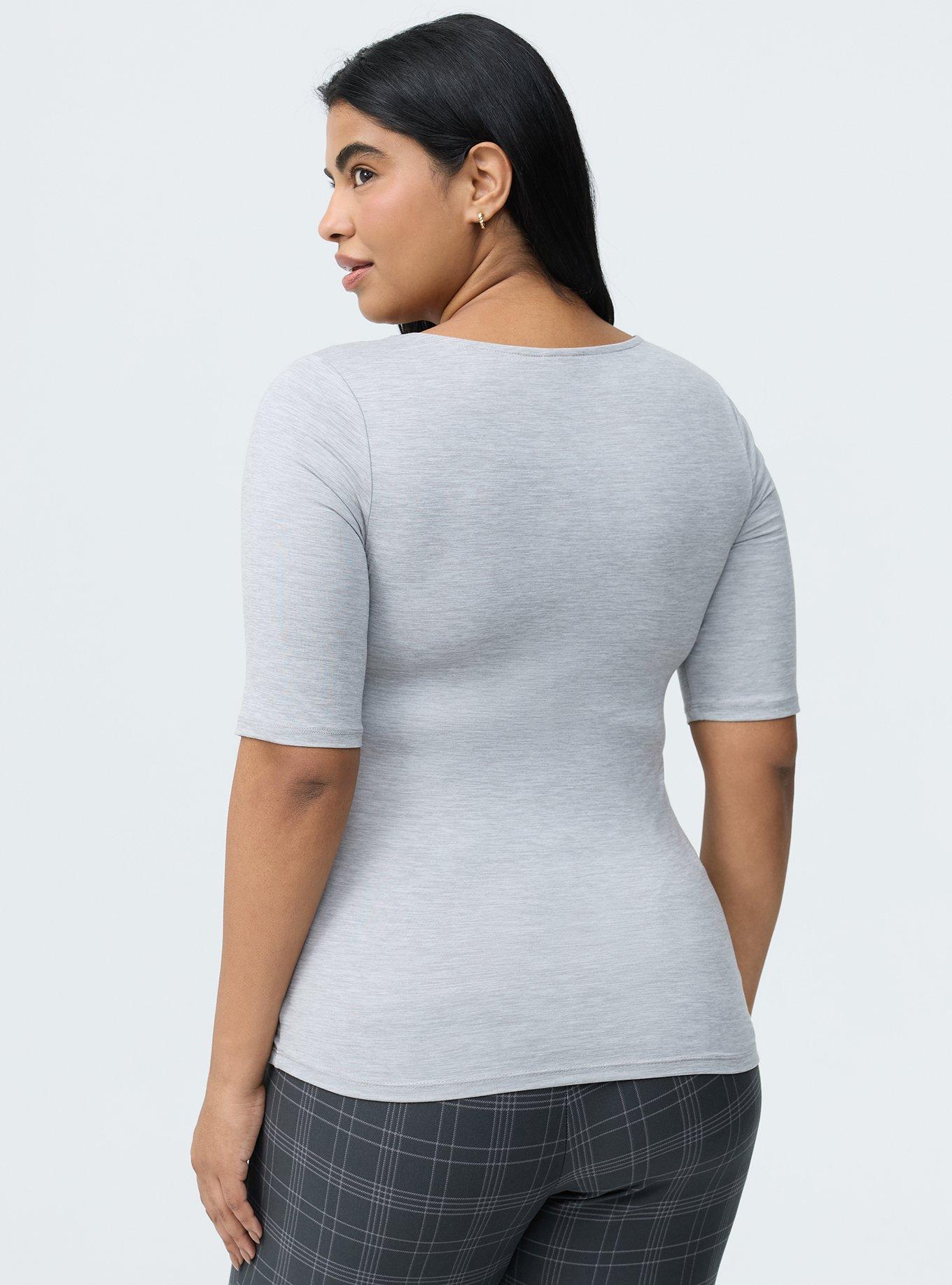 Smoothing Square Neck Top, LIGHTEST HEATHER GREY, alternate