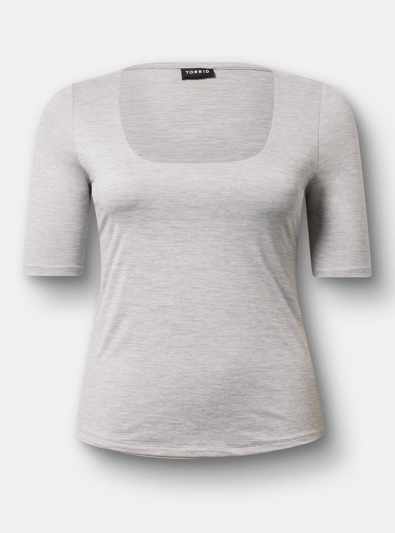 Smoothing Square Neck Top, LIGHTEST HEATHER GREY, hi-res