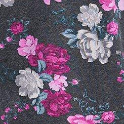 Plus Size French Terry Long Sleeve Hoodie, ROSE BUSH FLORAL CHARCOAL, swatch