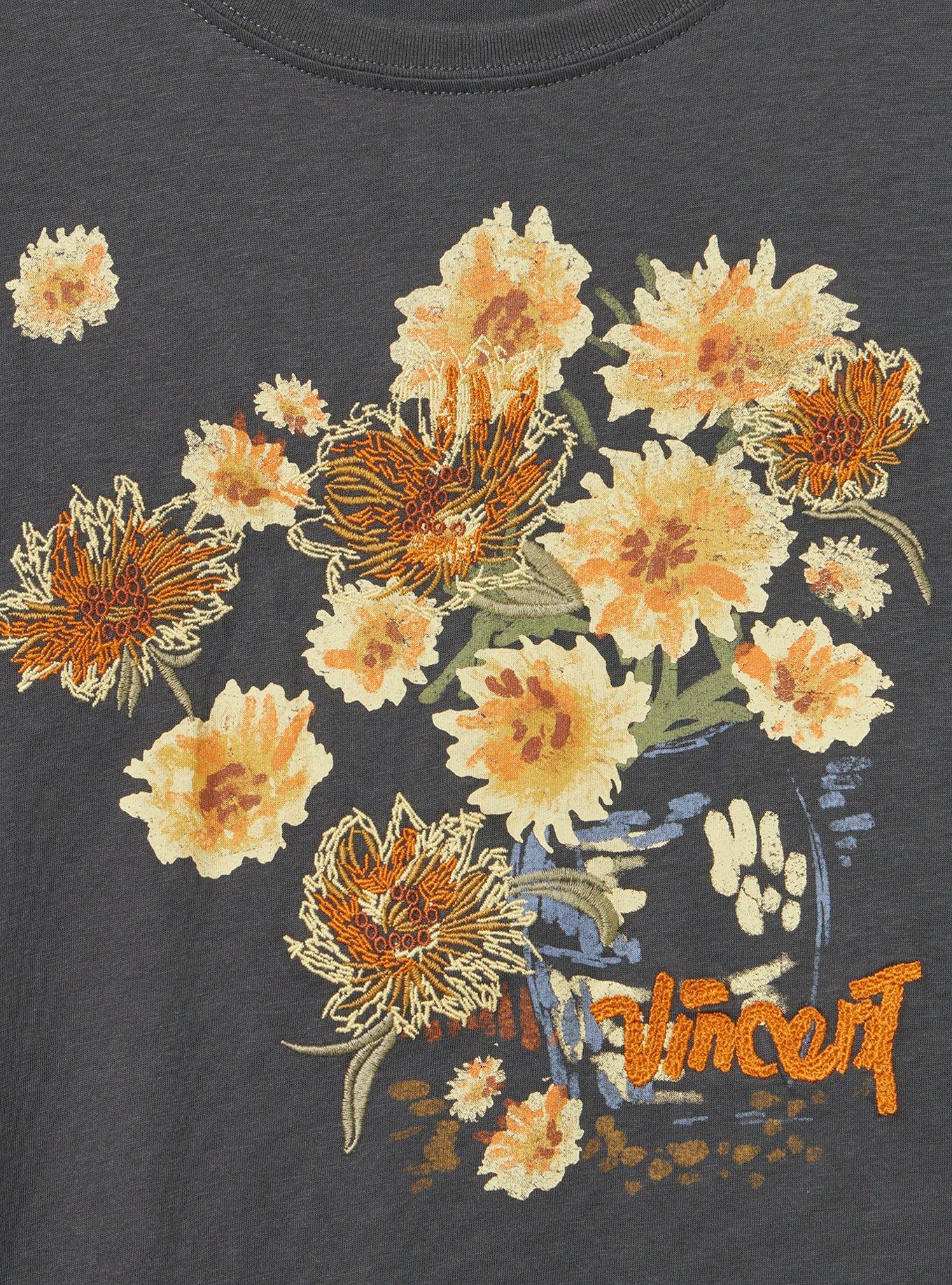 Van Gogh Classic Cotton Crew Tee, SUNFLOWERS VINTAGE BLACK, alternate