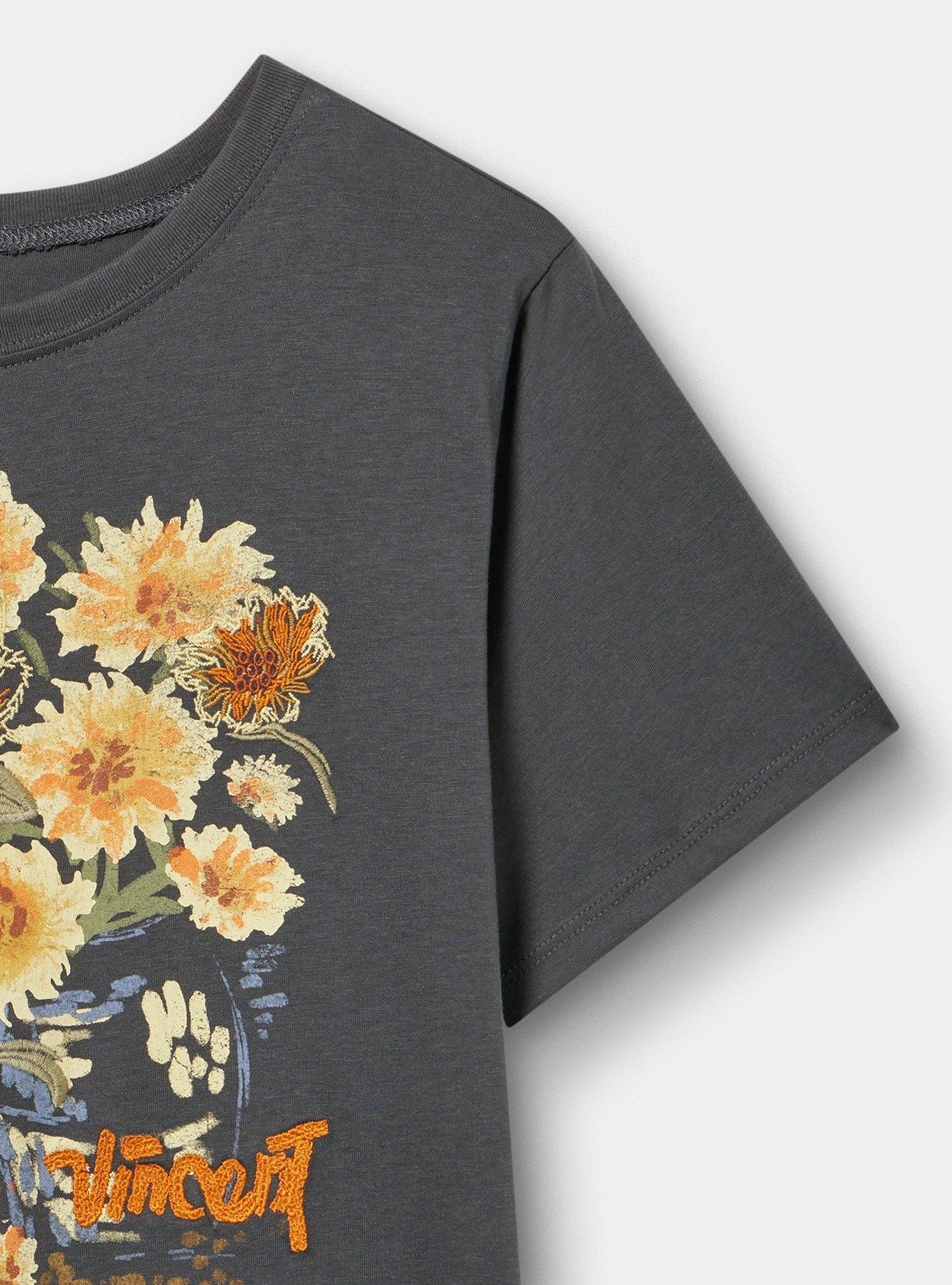 Van Gogh Classic Cotton Crew Tee, SUNFLOWERS VINTAGE BLACK, alternate