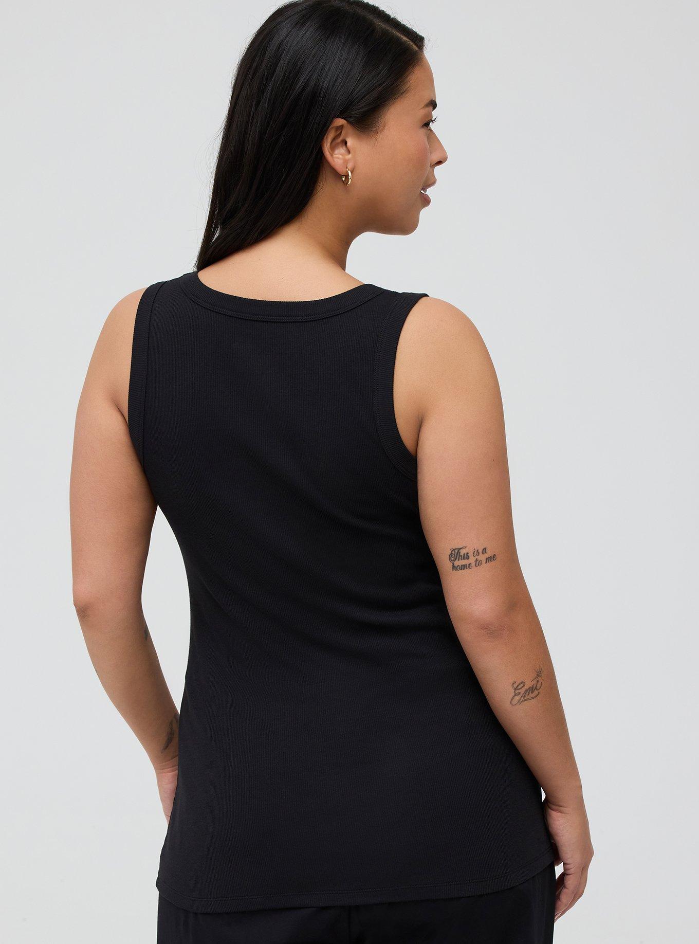 Cotton Modal Rib Scoop Tank, DEEP BLACK, alternate