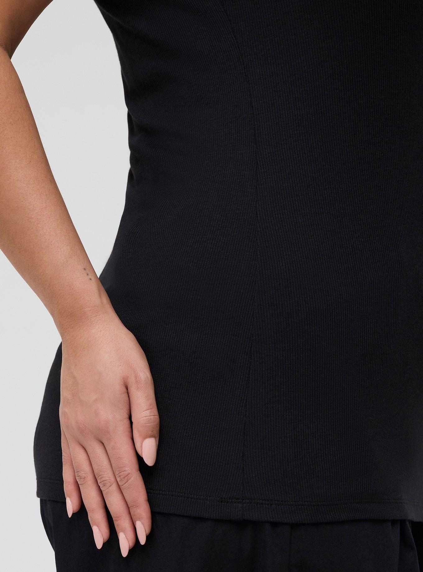 Cotton Modal Rib Scoop Tank, DEEP BLACK, alternate