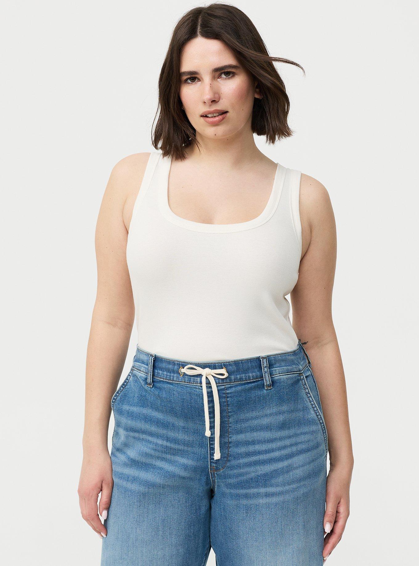 Cotton Modal Rib Scoop Tank, WHISPER WHITE, alternate
