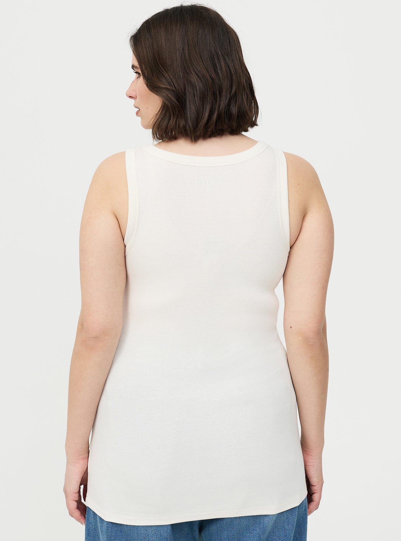 Cotton Modal Rib Scoop Tank, WHISPER WHITE, alternate