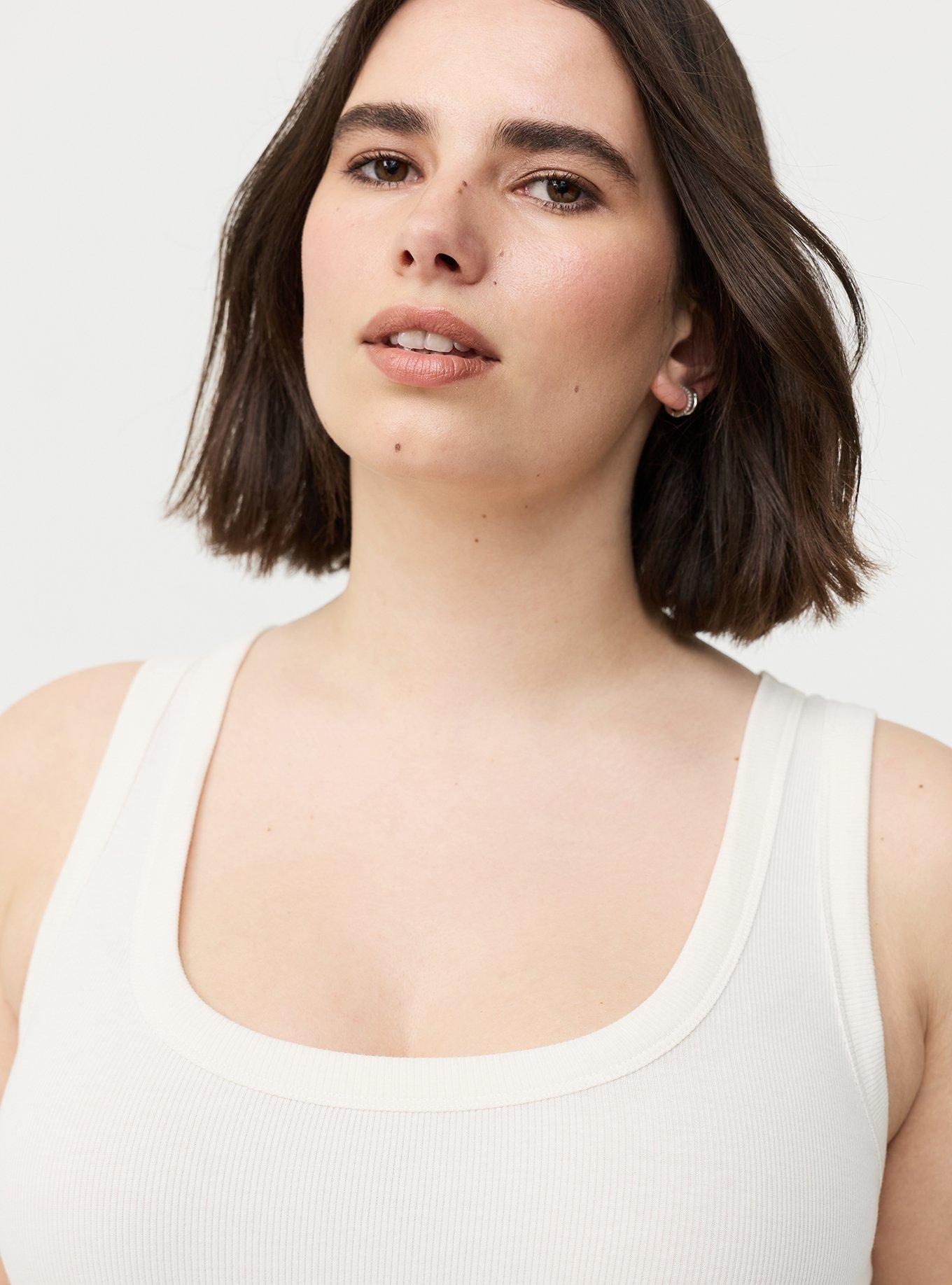 Cotton Modal Rib Scoop Tank, WHISPER WHITE, alternate