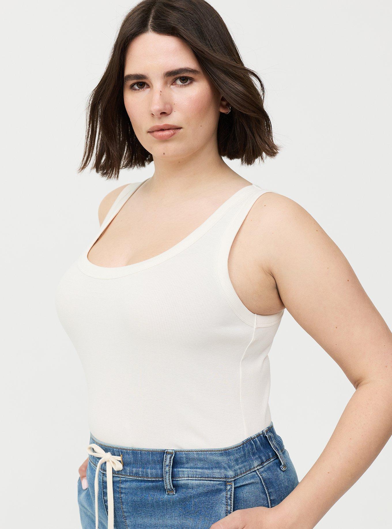 Cotton Modal Rib Scoop Tank, WHISPER WHITE, alternate