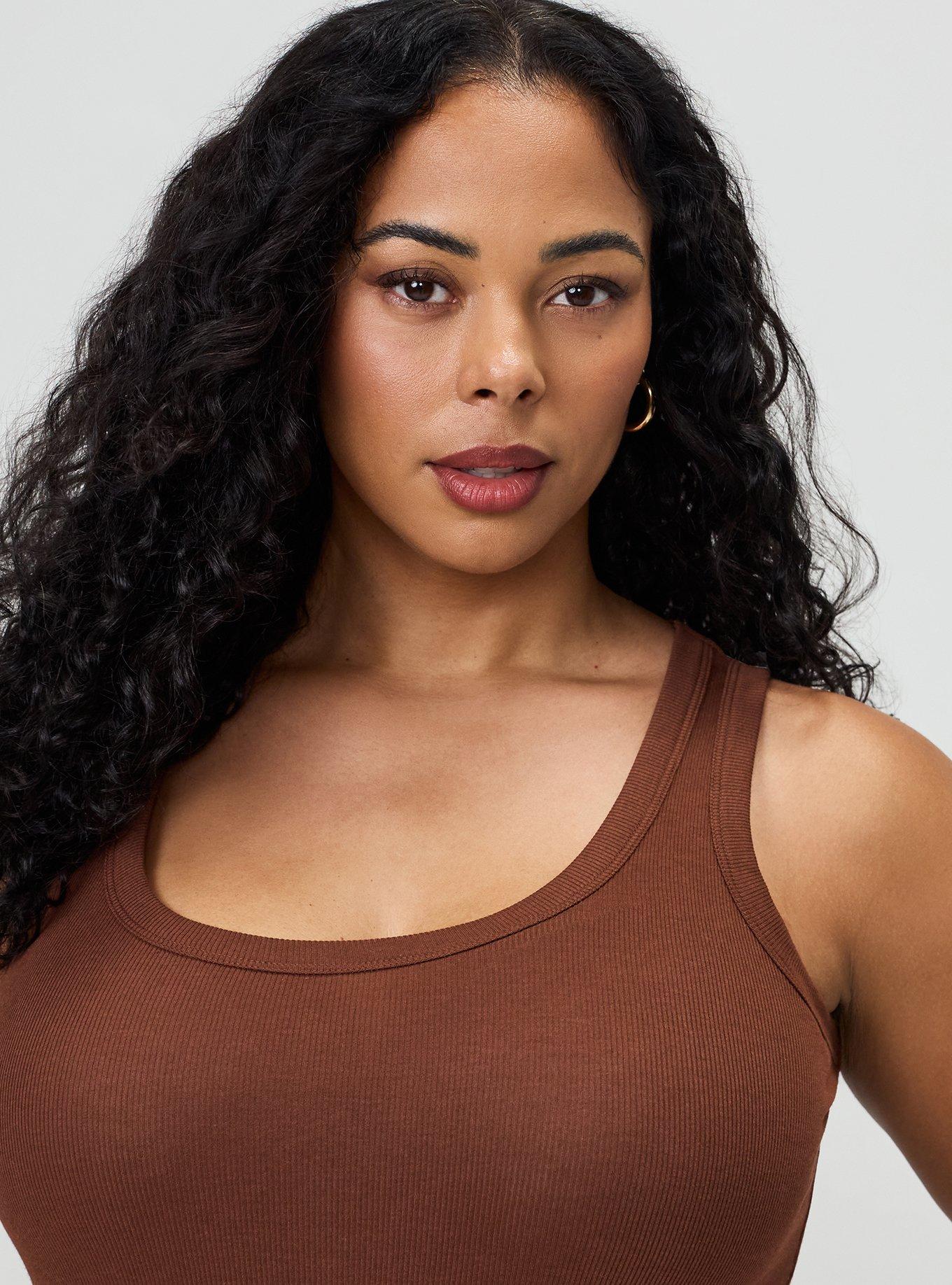 Cotton Modal Rib Scoop Neck Tank, CAPPUCCINO, alternate