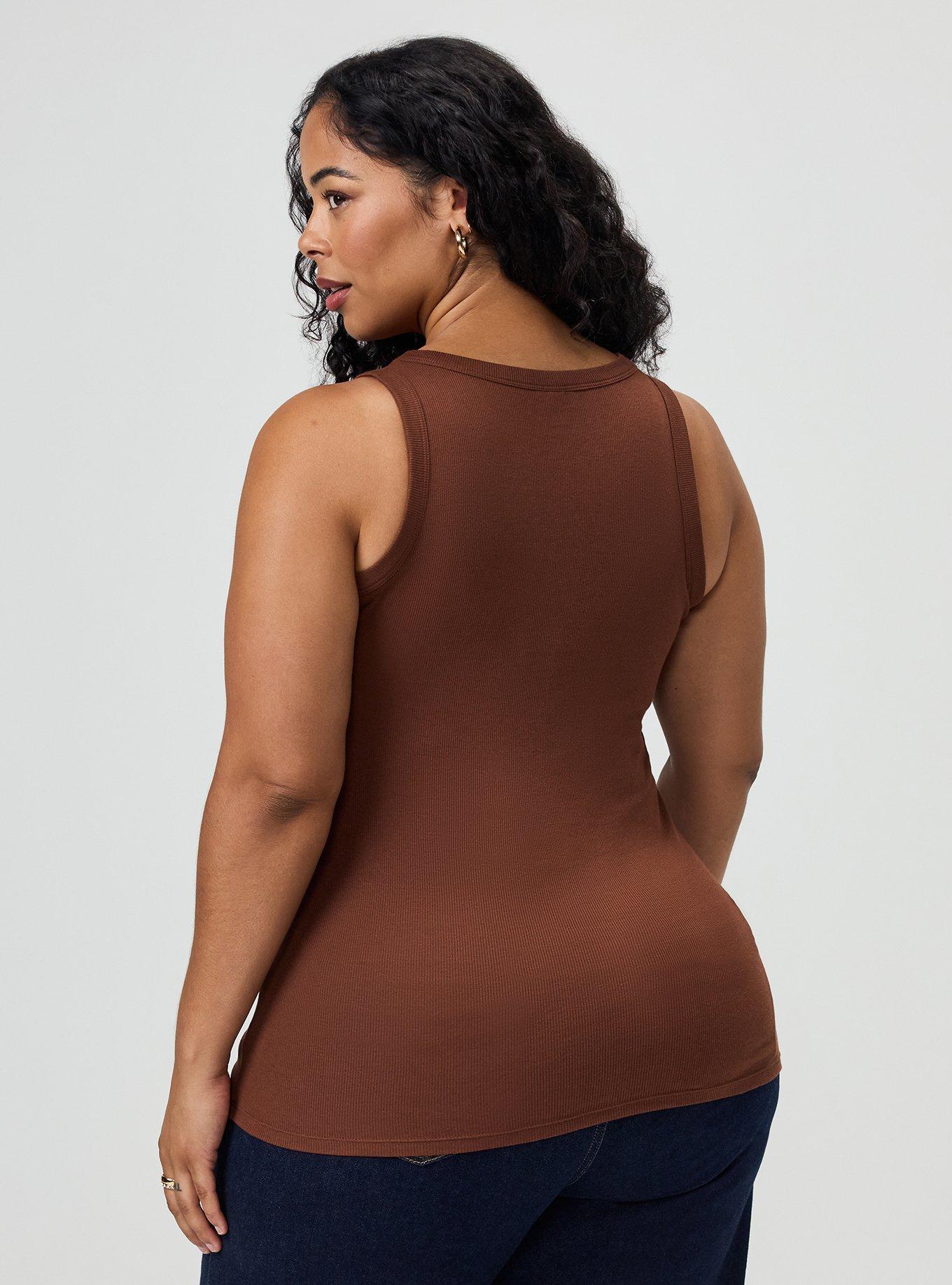 Cotton Modal Rib Scoop Neck Tank, CAPPUCCINO, alternate
