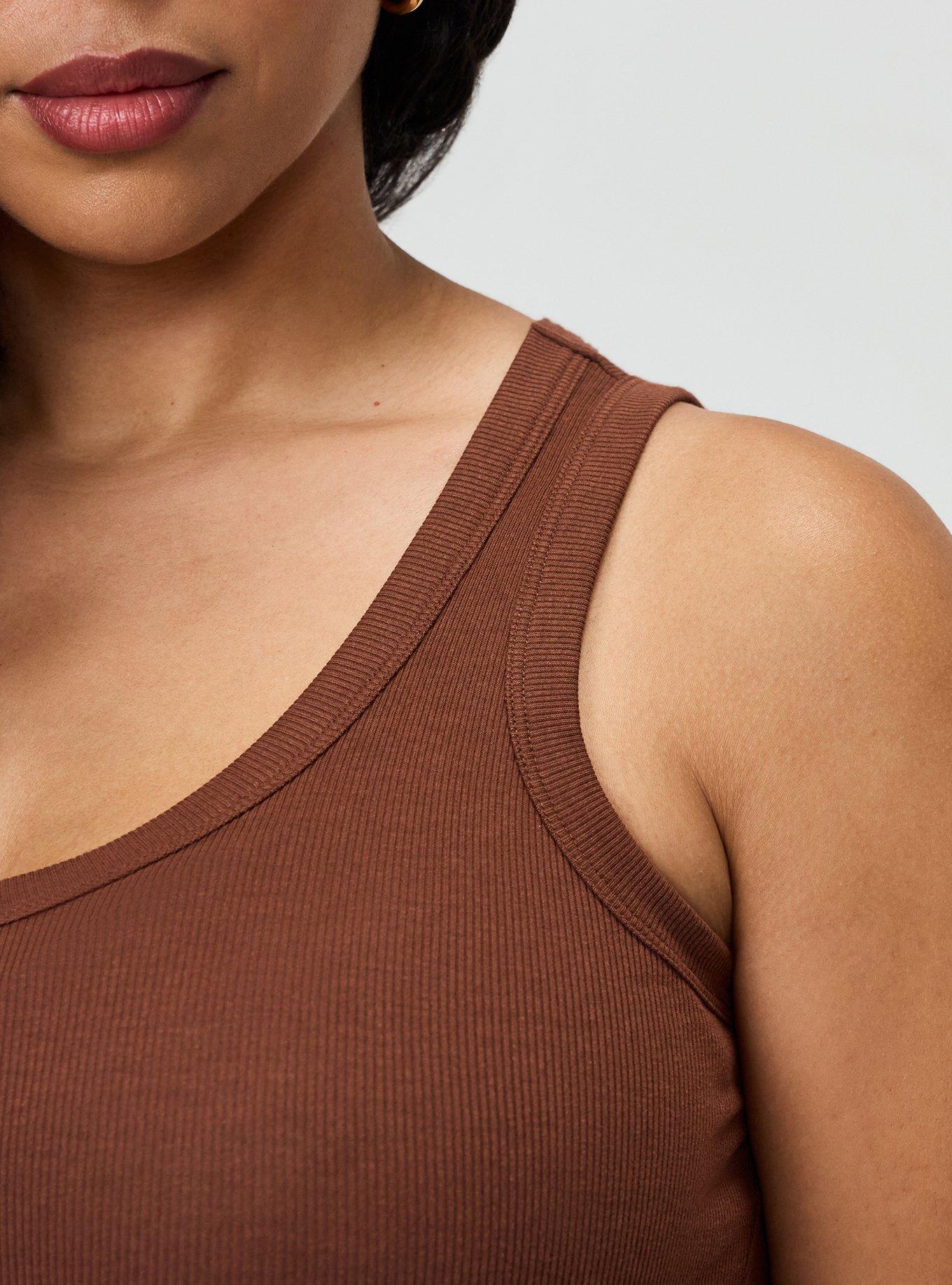 Cotton Modal Rib Scoop Neck Tank, CAPPUCCINO, alternate