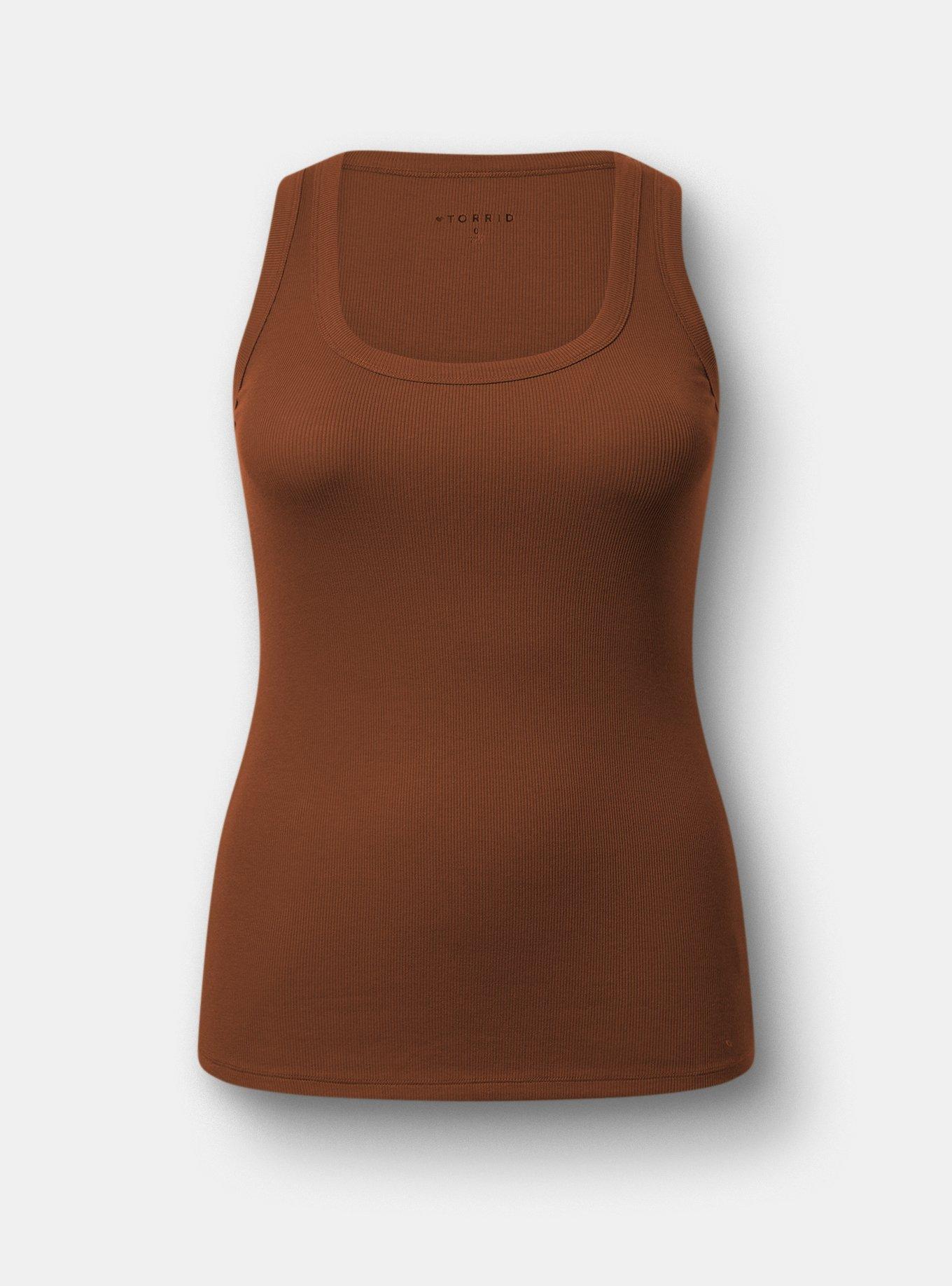 Cotton Modal Rib Scoop Neck Tank, CAPPUCCINO, hi-res