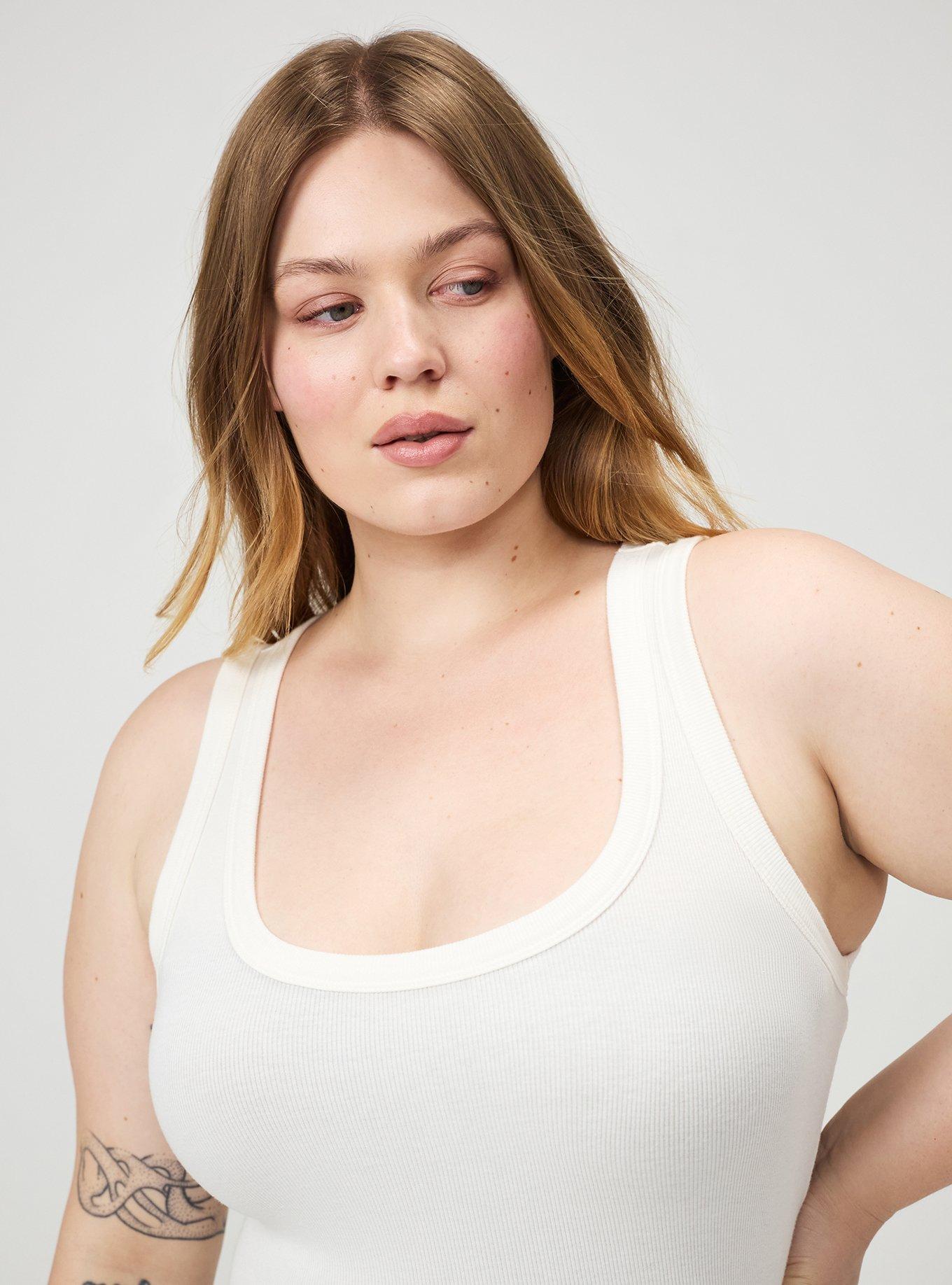Cotton Modal Rib Scoop Tank, BLANC DE BLANC, alternate