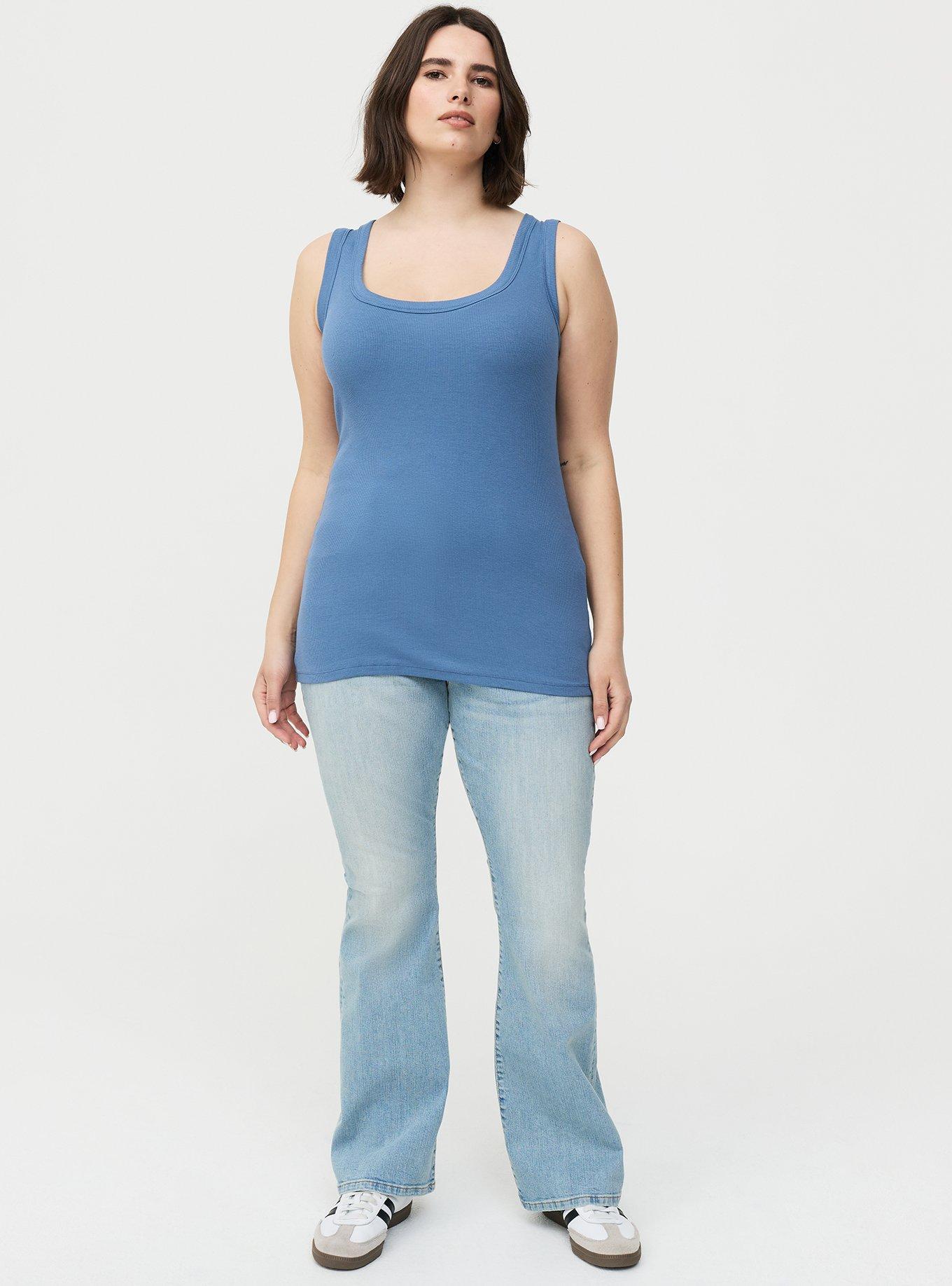 Cotton Modal Rib Scoop Tank, BLUE HORIZON, alternate