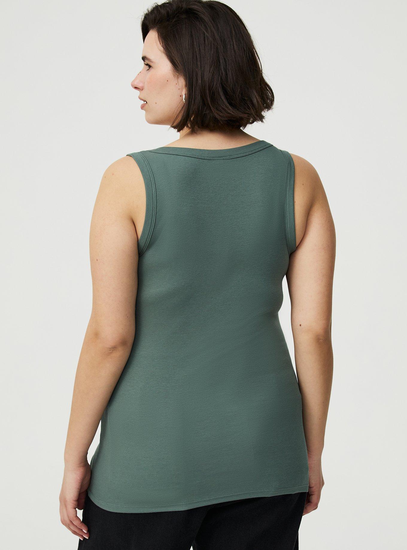 Cotton Modal Rib Scoop Tank, DARK FOREST, alternate