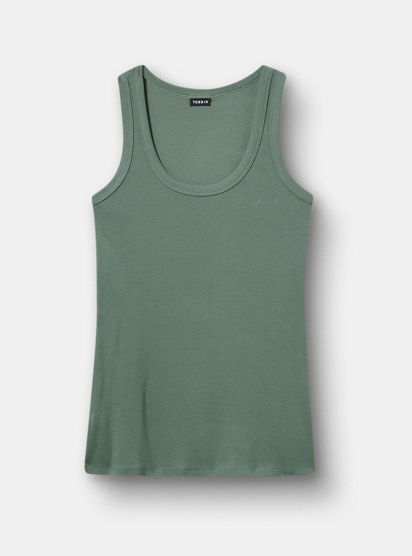 Cotton Modal Rib Scoop Tank, DARK FOREST, hi-res
