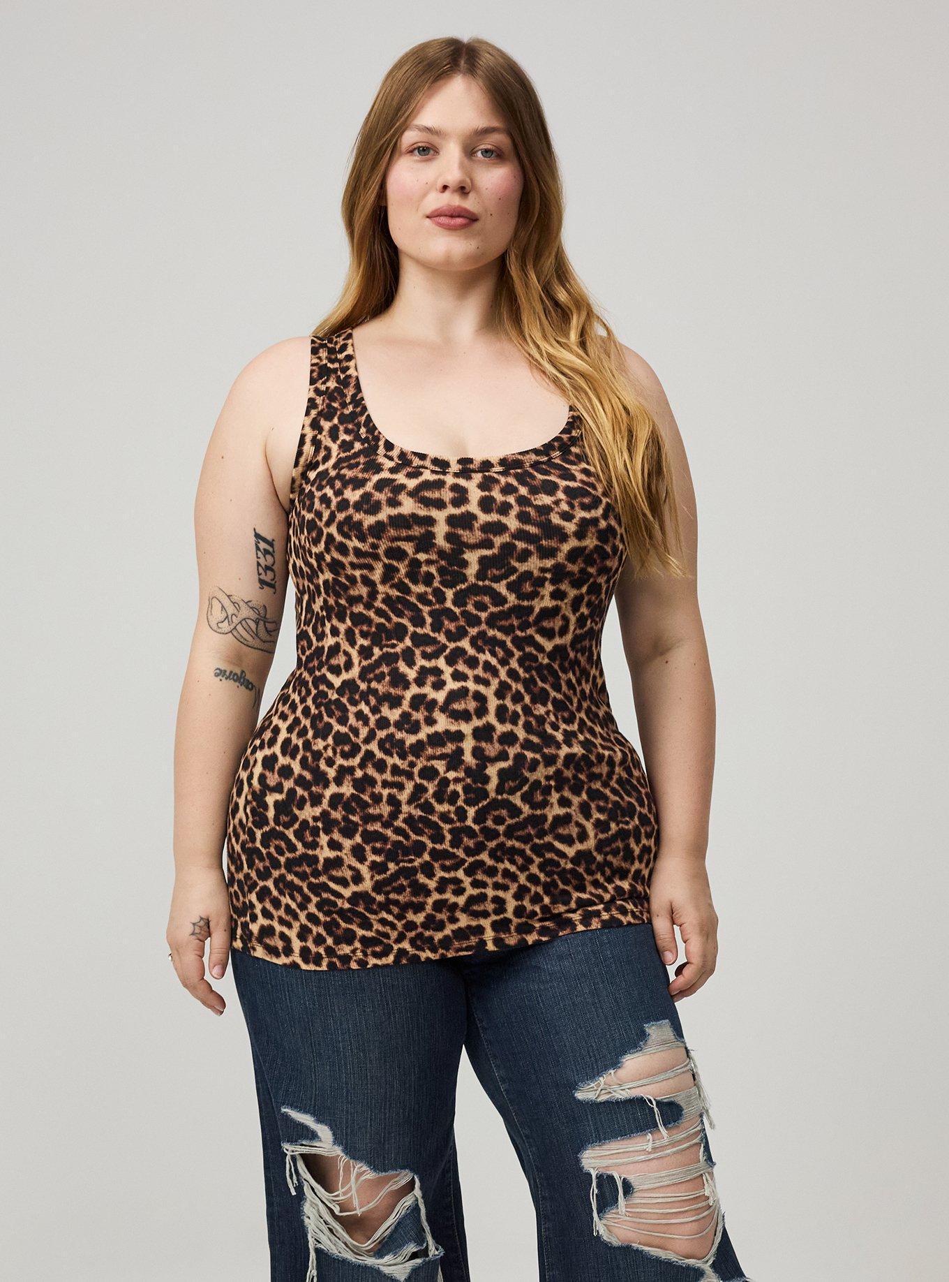 Cotton Modal Rib Scoop Tank, ON THE PROWL LEOPARD MULTI, alternate
