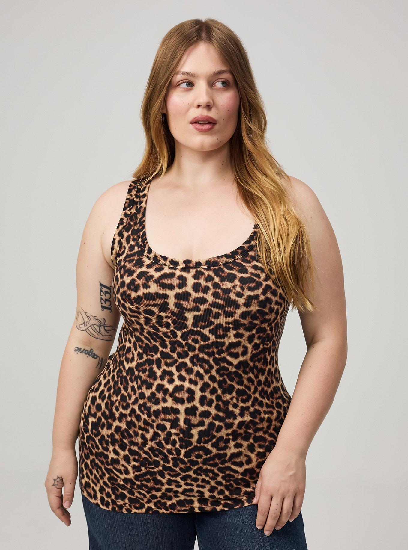 Cotton Modal Rib Scoop Tank, ON THE PROWL LEOPARD MULTI, hi-res