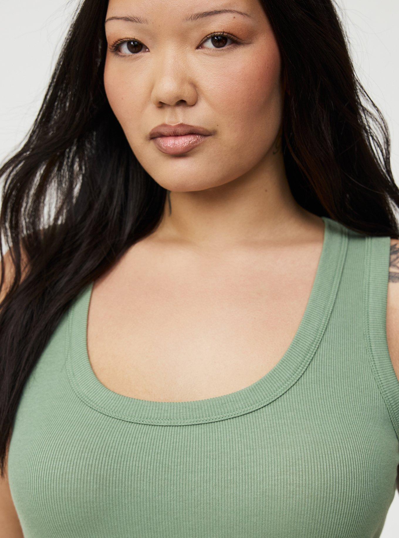 Cotton Modal Rib Scoop Tank, HEDGE GREEN, alternate